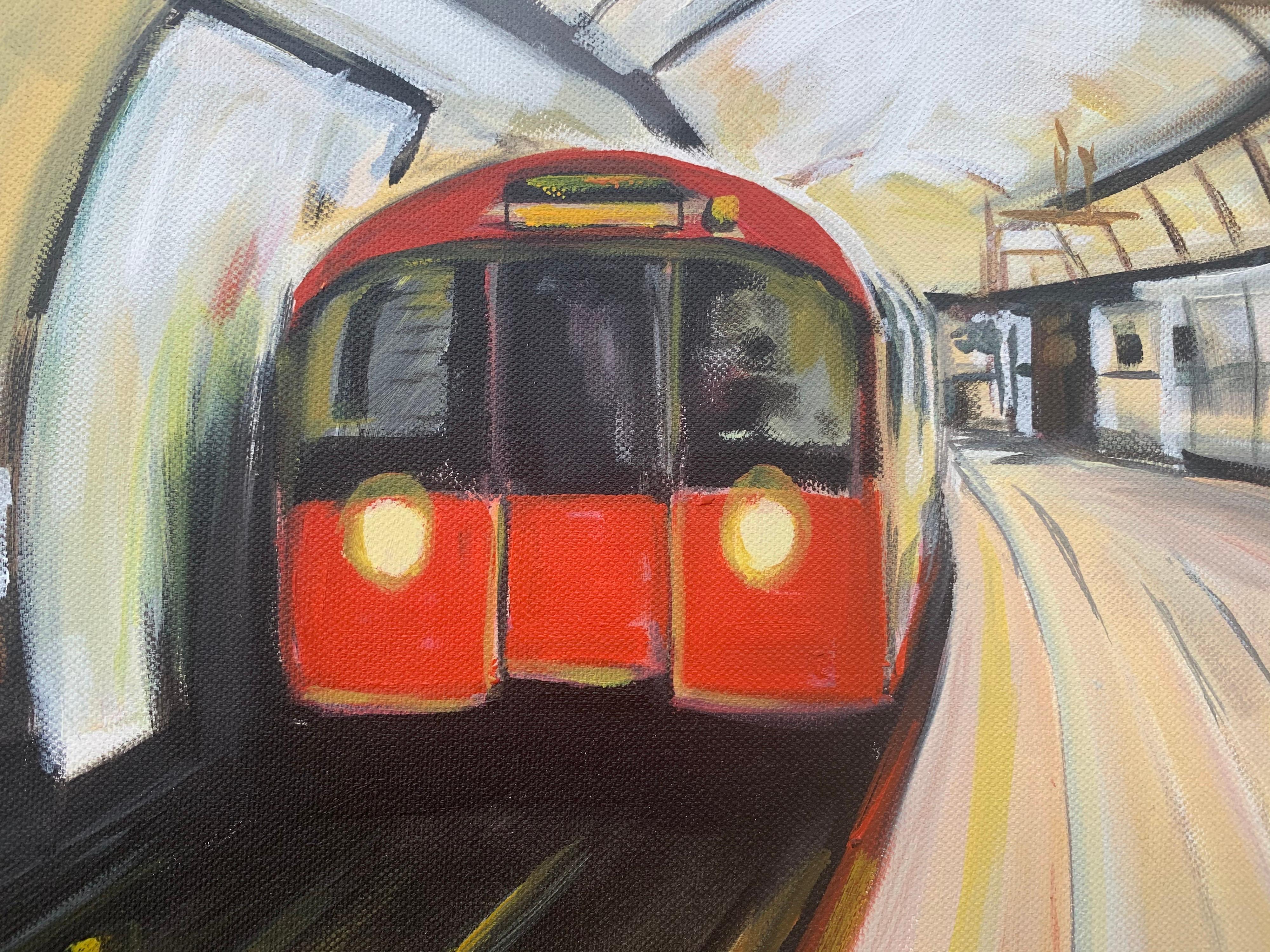 Original Painting of the London Underground by Contemporary Urban Artist For Sale 1