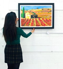 Peinture d'un vignoble dans la région de Bordeaux en France par un artiste Modern British