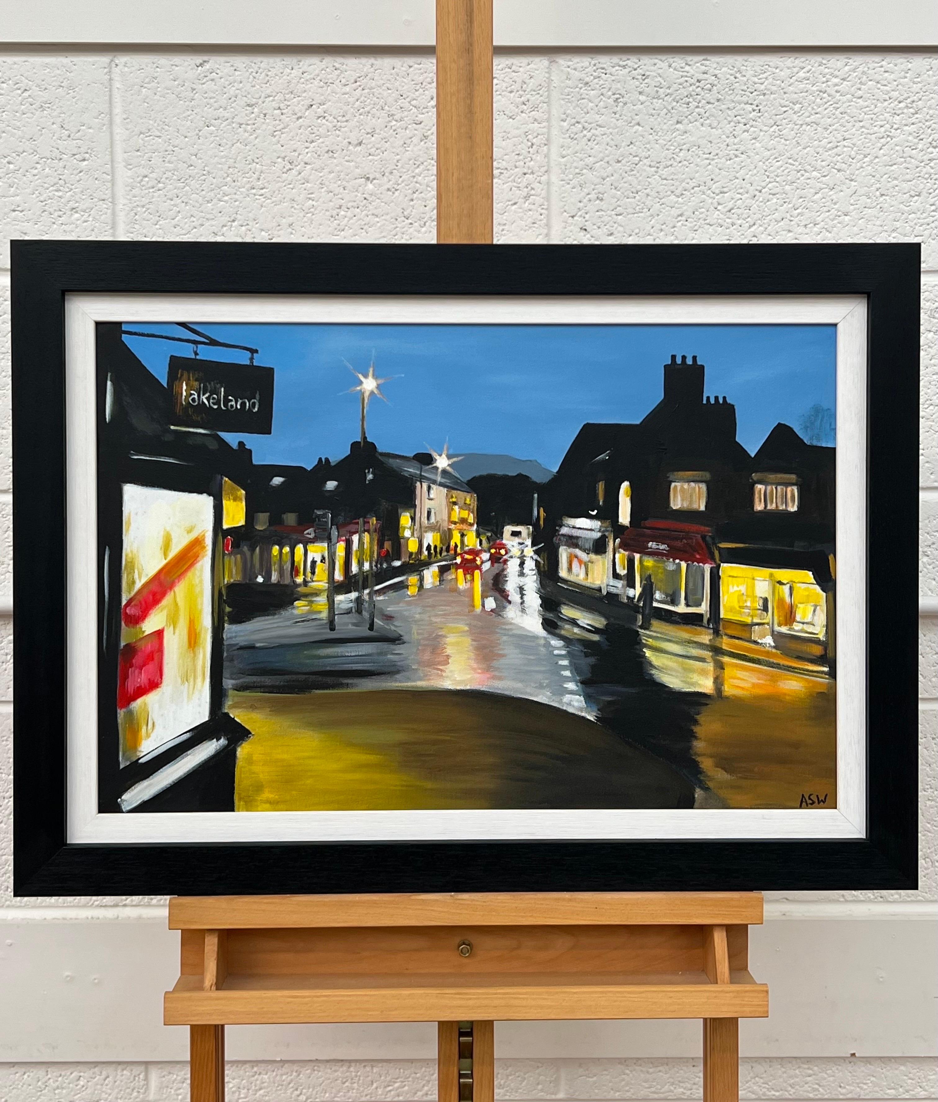 Painting of Ambleside in Lake District England at Night by English Urban Artist For Sale 1