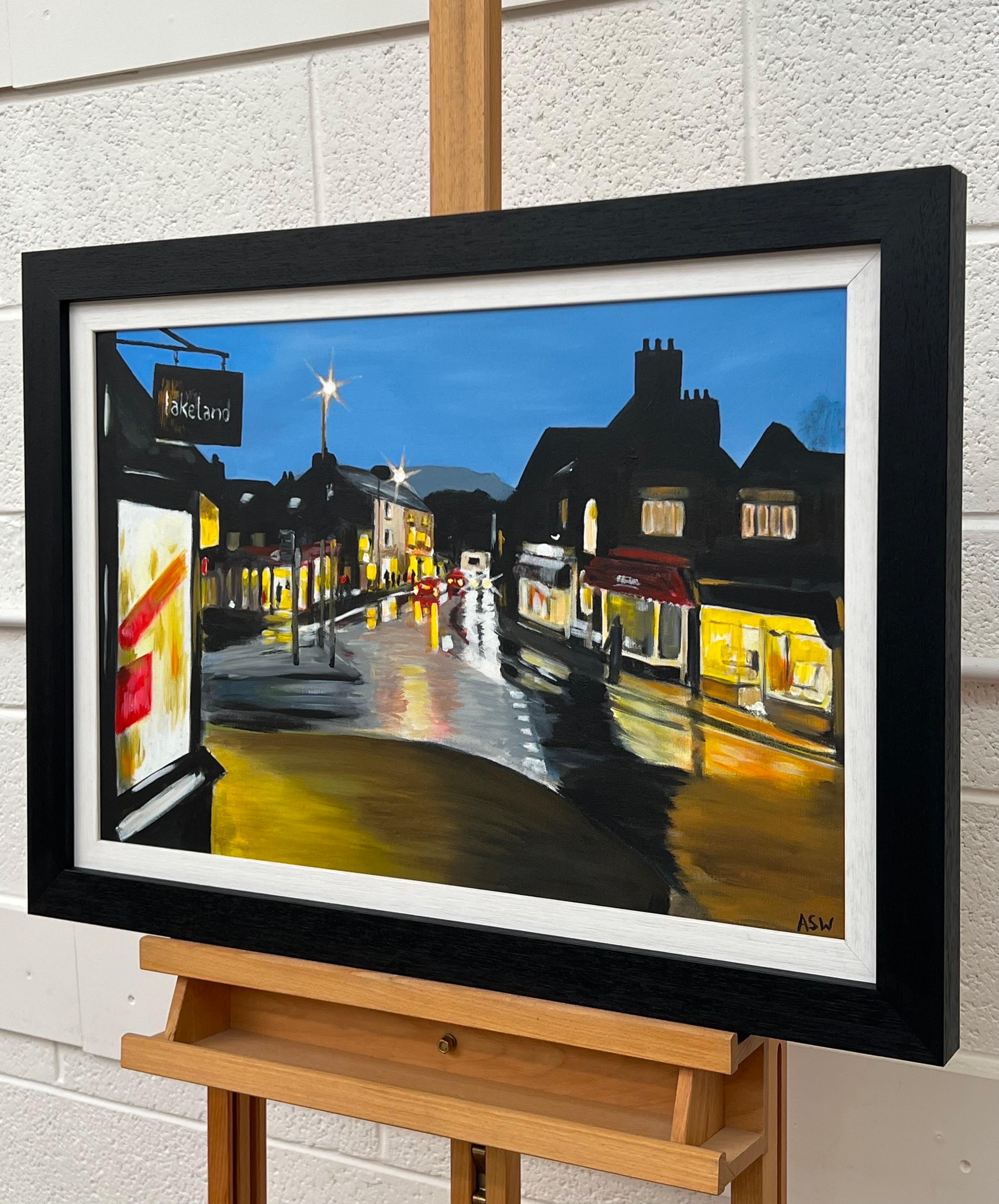 Painting of Ambleside in Lake District England at Night by English Urban Artist For Sale 2