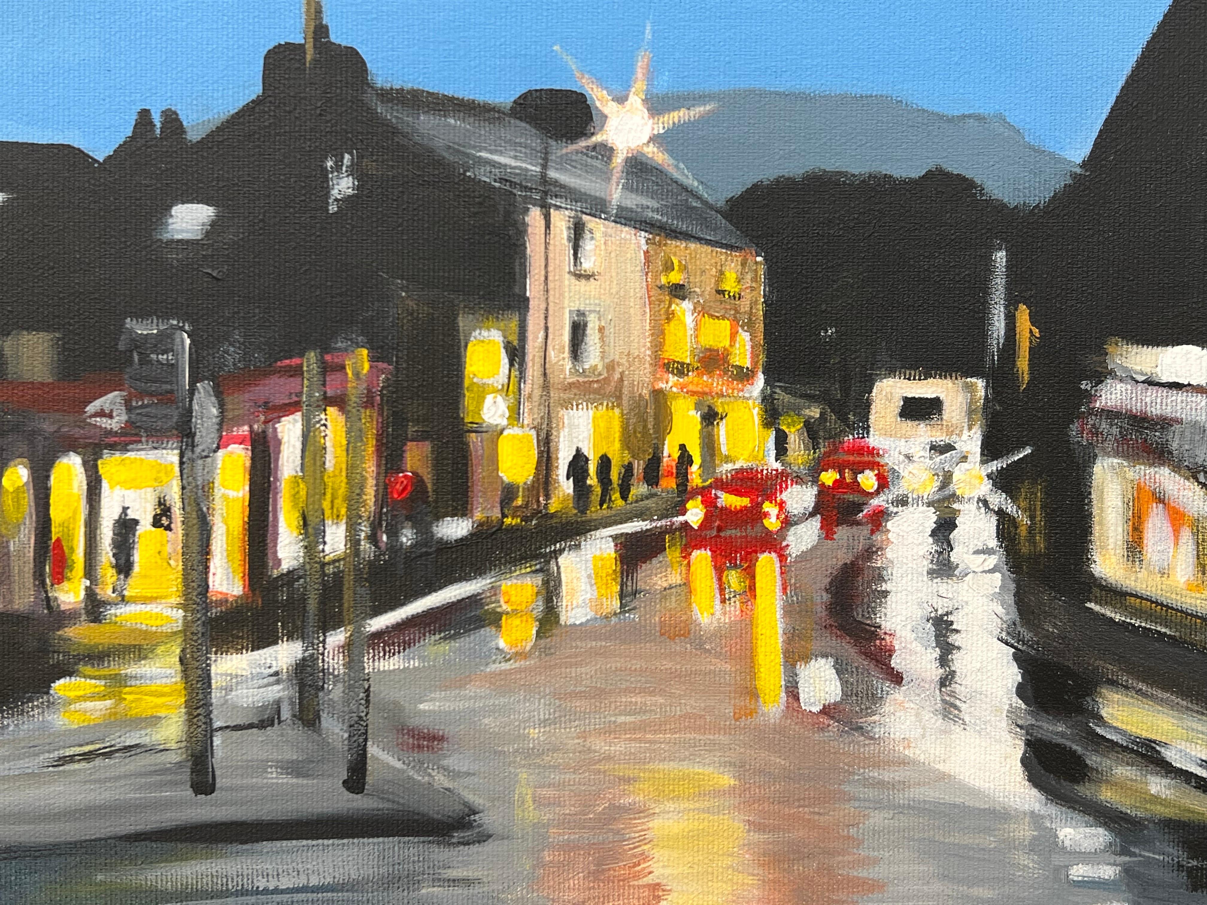Painting of Ambleside in Lake District England at Night by English Urban Artist For Sale 4