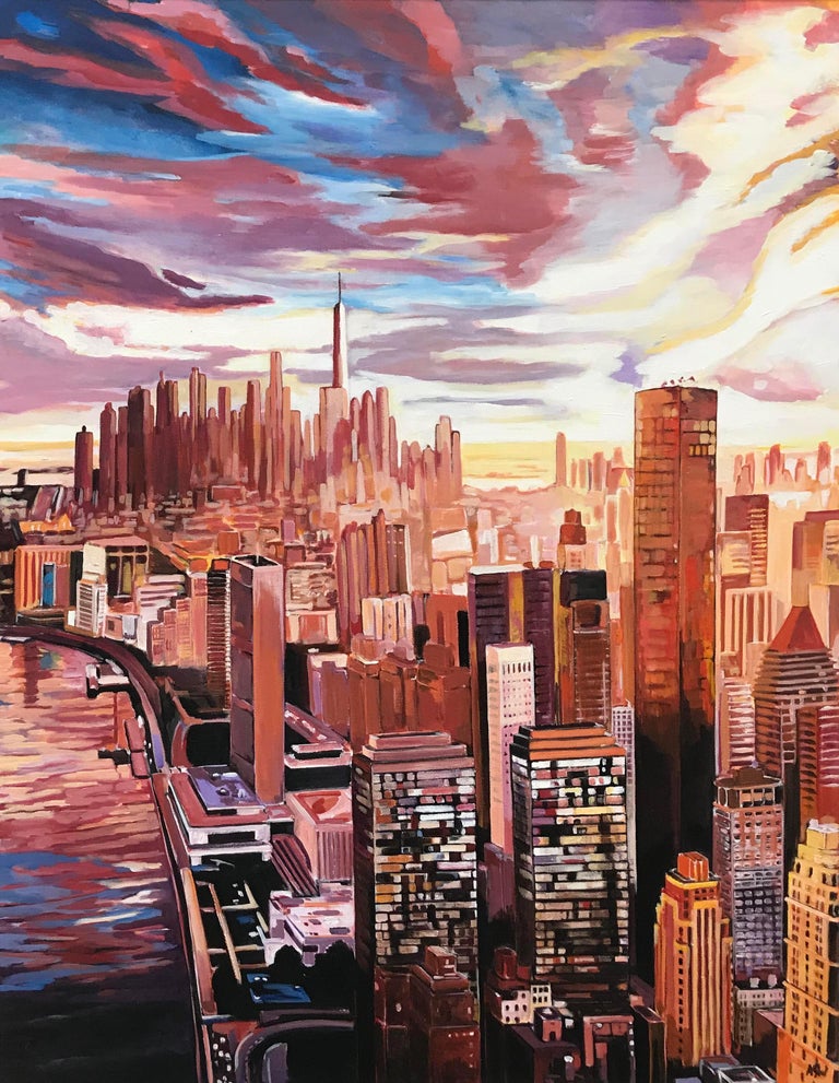 Angela Wakefield Painting Of An Aerial View Of Manhattan