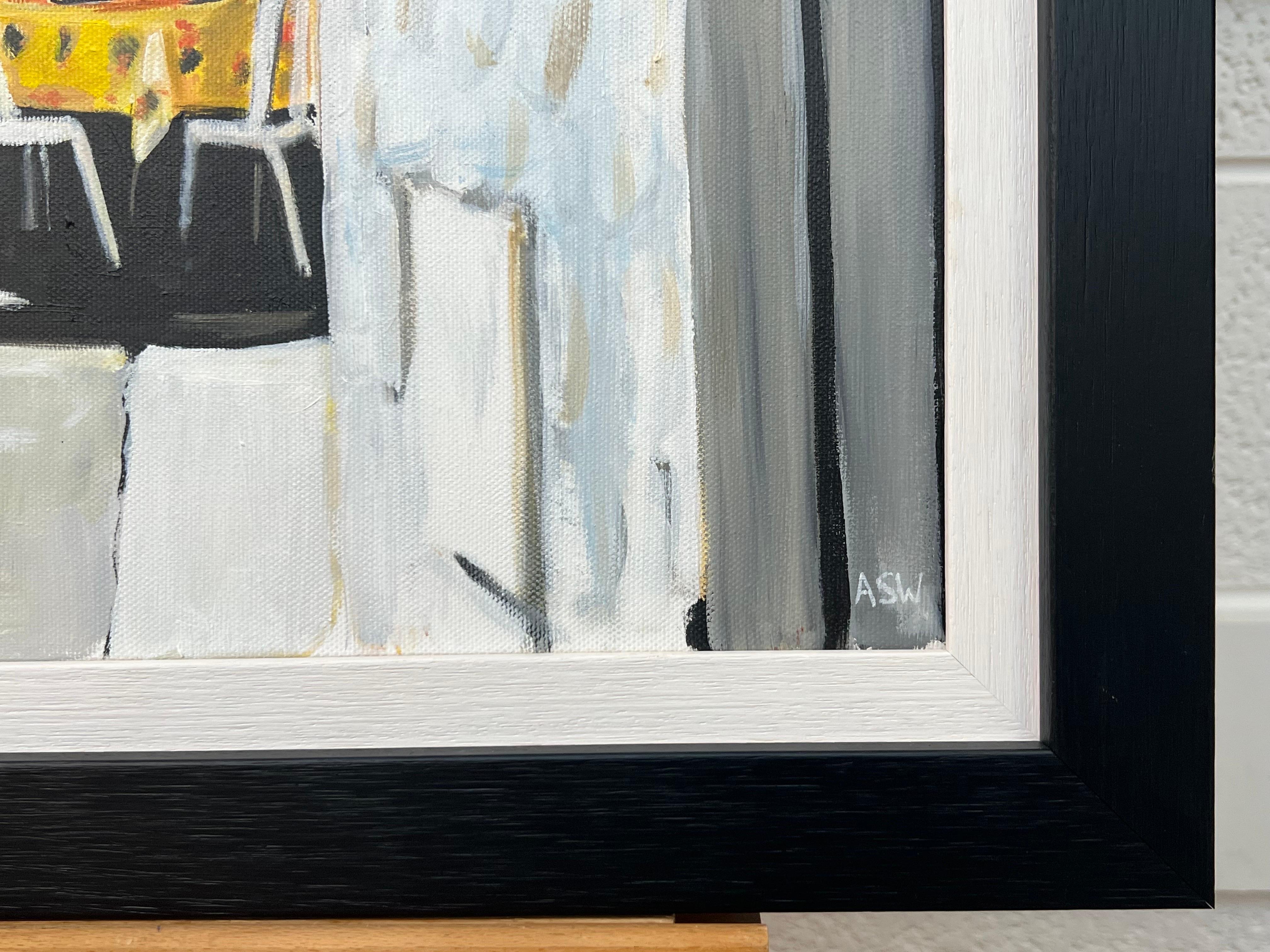 Quadro del caffè della città vecchia di Bergerac in Francia realizzato da un artista britannico contemporaneo in vendita 5