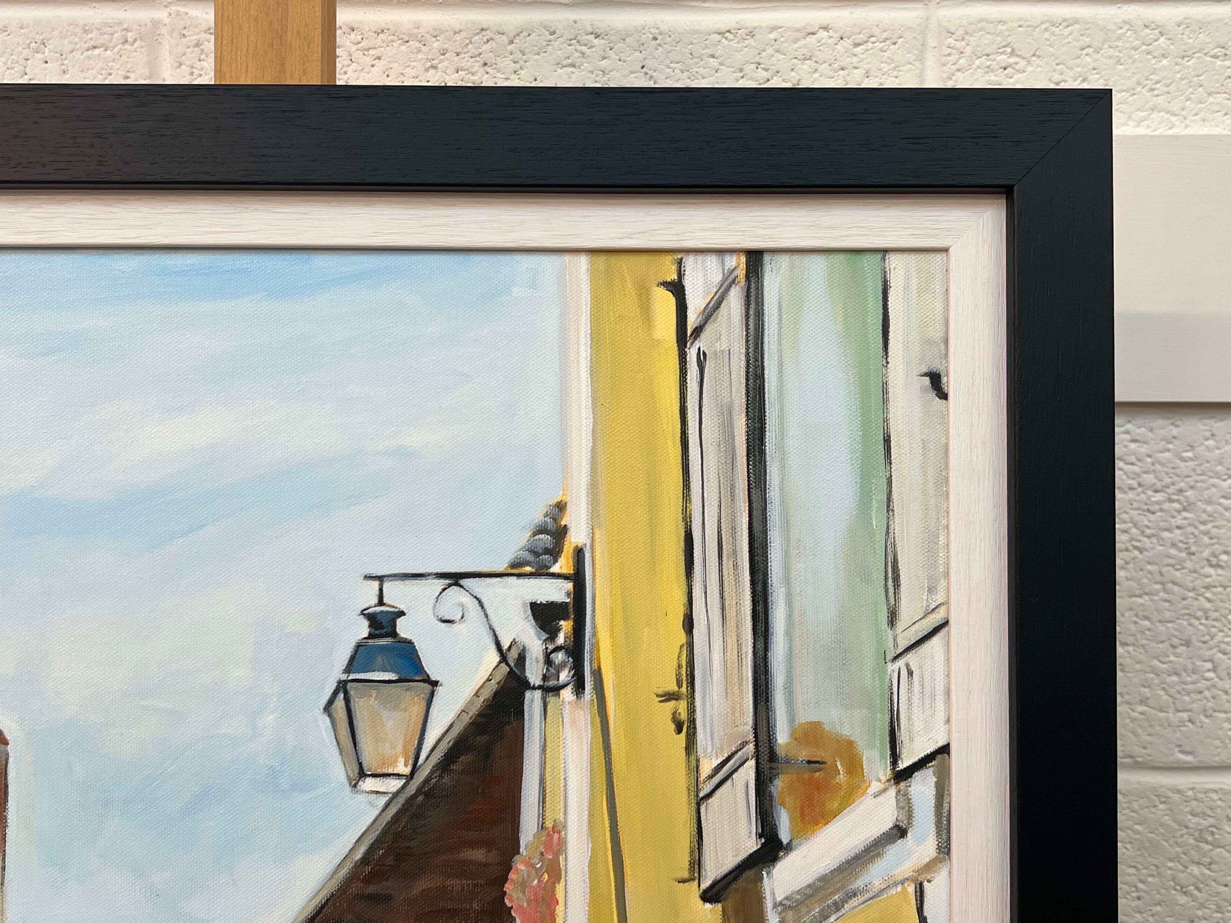 Painting of Bergerac Old Town Cafe in France by Contemporary British Artist For Sale 6