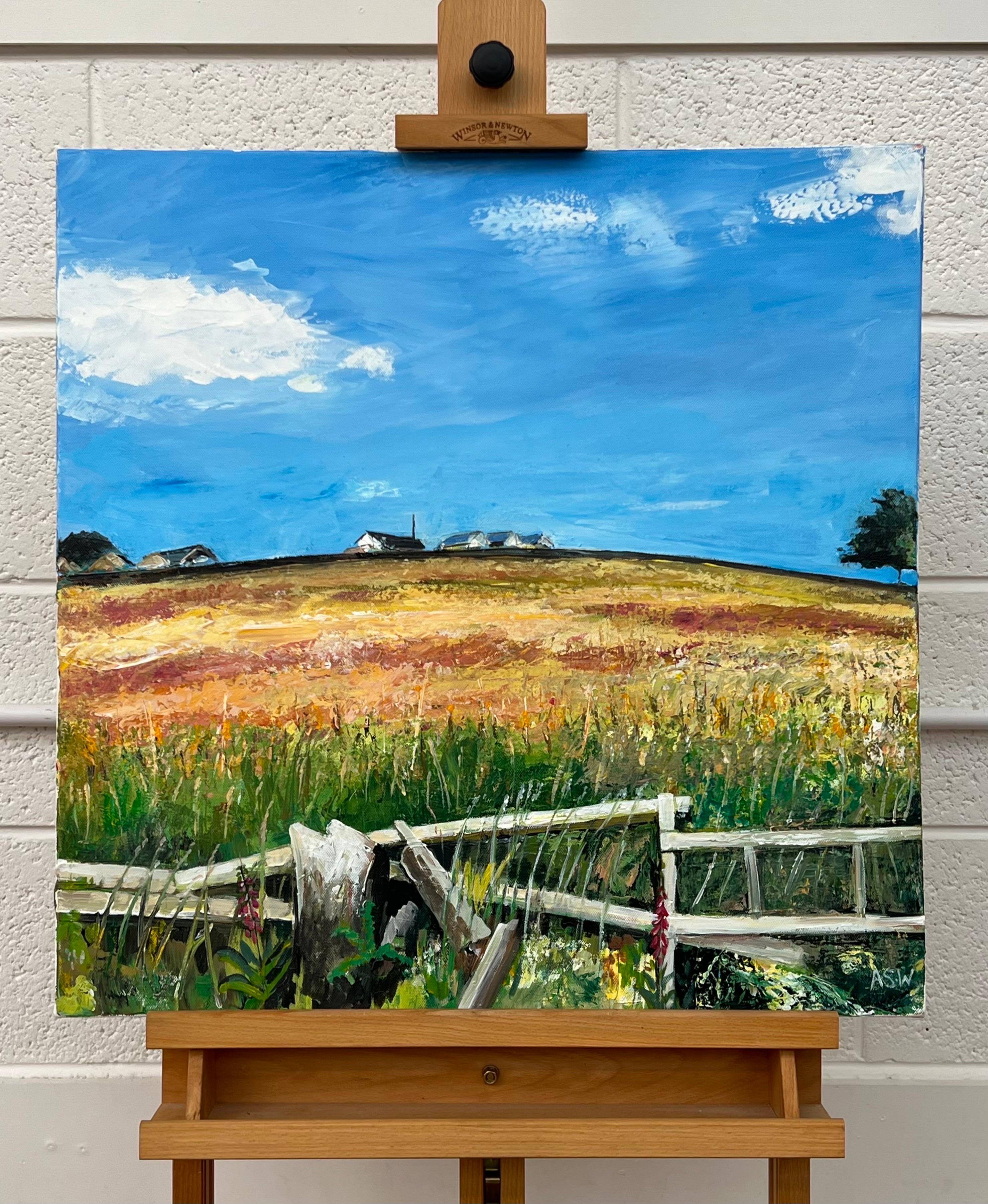 Gemälde der Lancashire Fields in English Countryside des britischen Landschaftsmalers (Zeitgenössisch), Painting, von Angela Wakefield