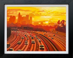Gemälde der Los Angeles Highway Sunset Kalifornien von einem britischen Sammlerstück