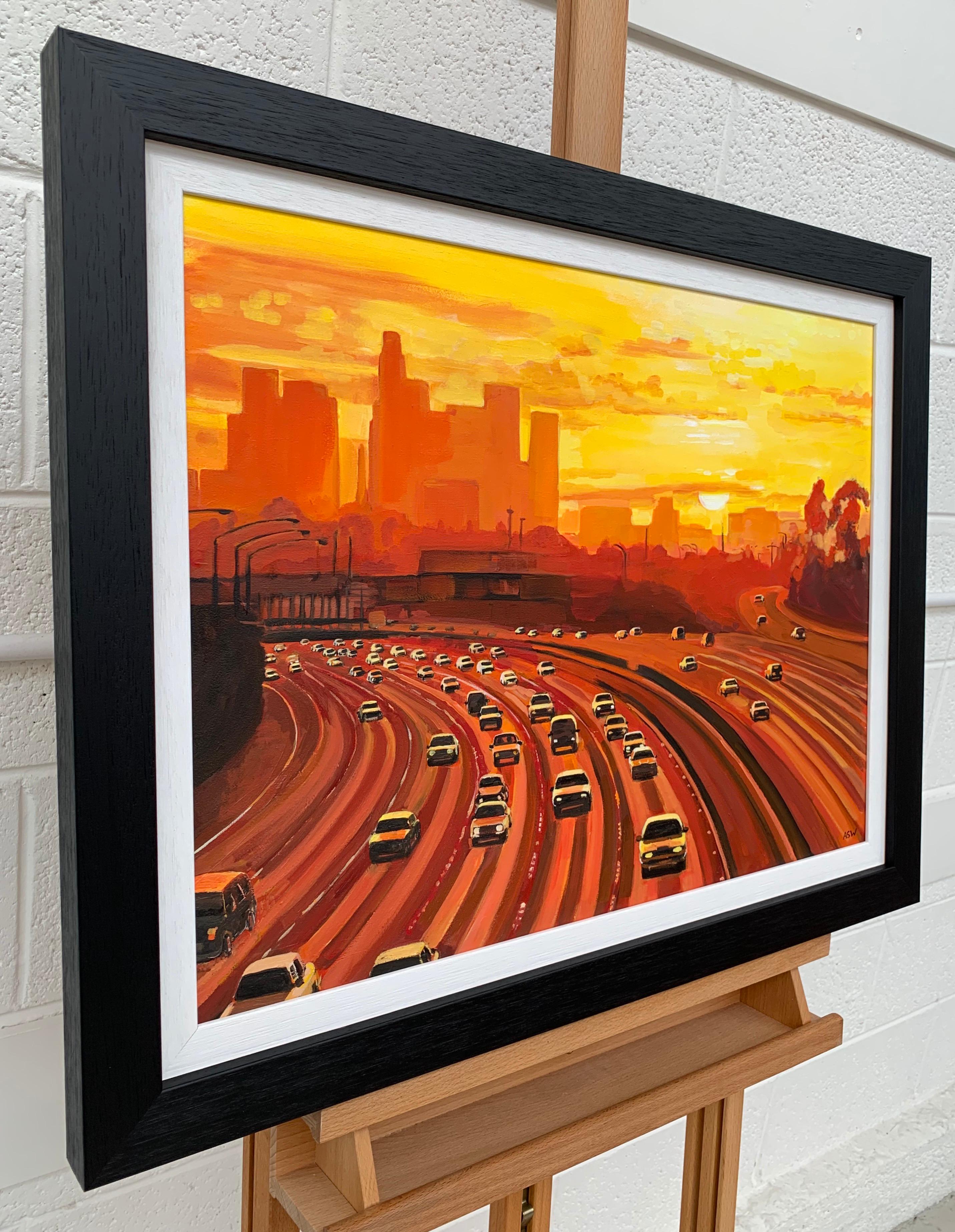 Gemälde der Los Angeles Highway Sunset Kalifornien von einem britischen Sammlerstück – Painting von Angela Wakefield