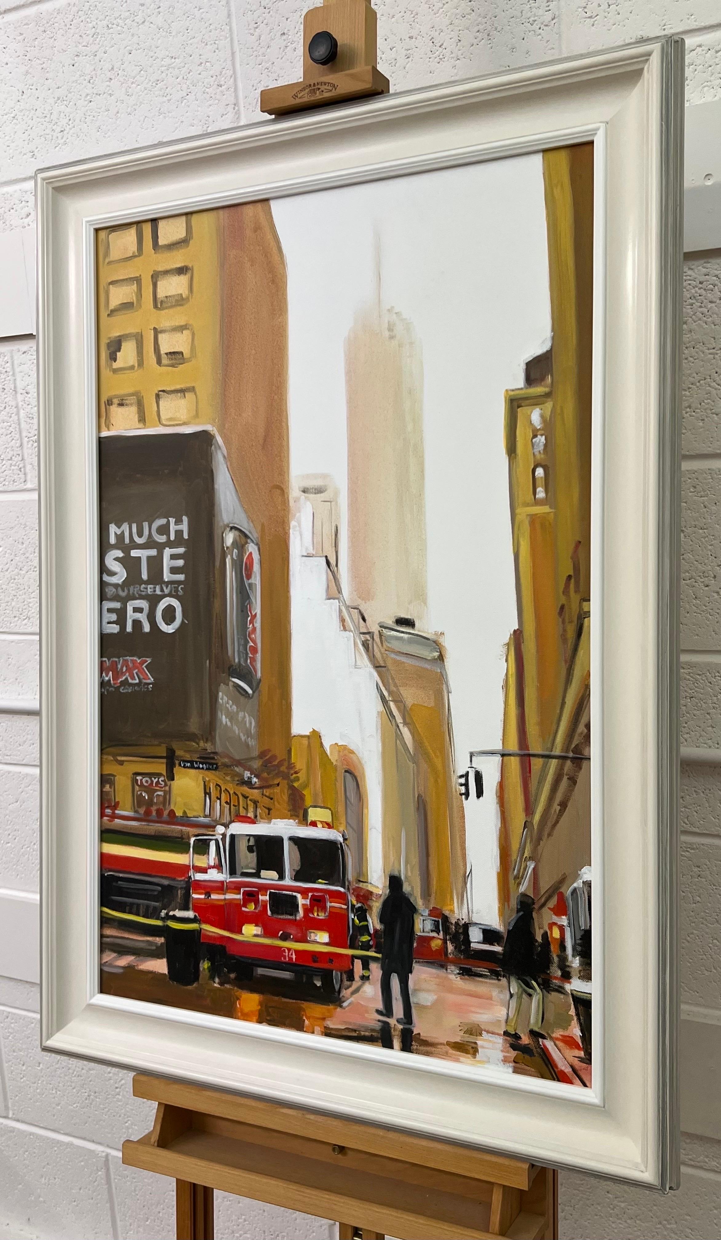 Painting of New York City Fire Department in New York City by British Artist For Sale 4