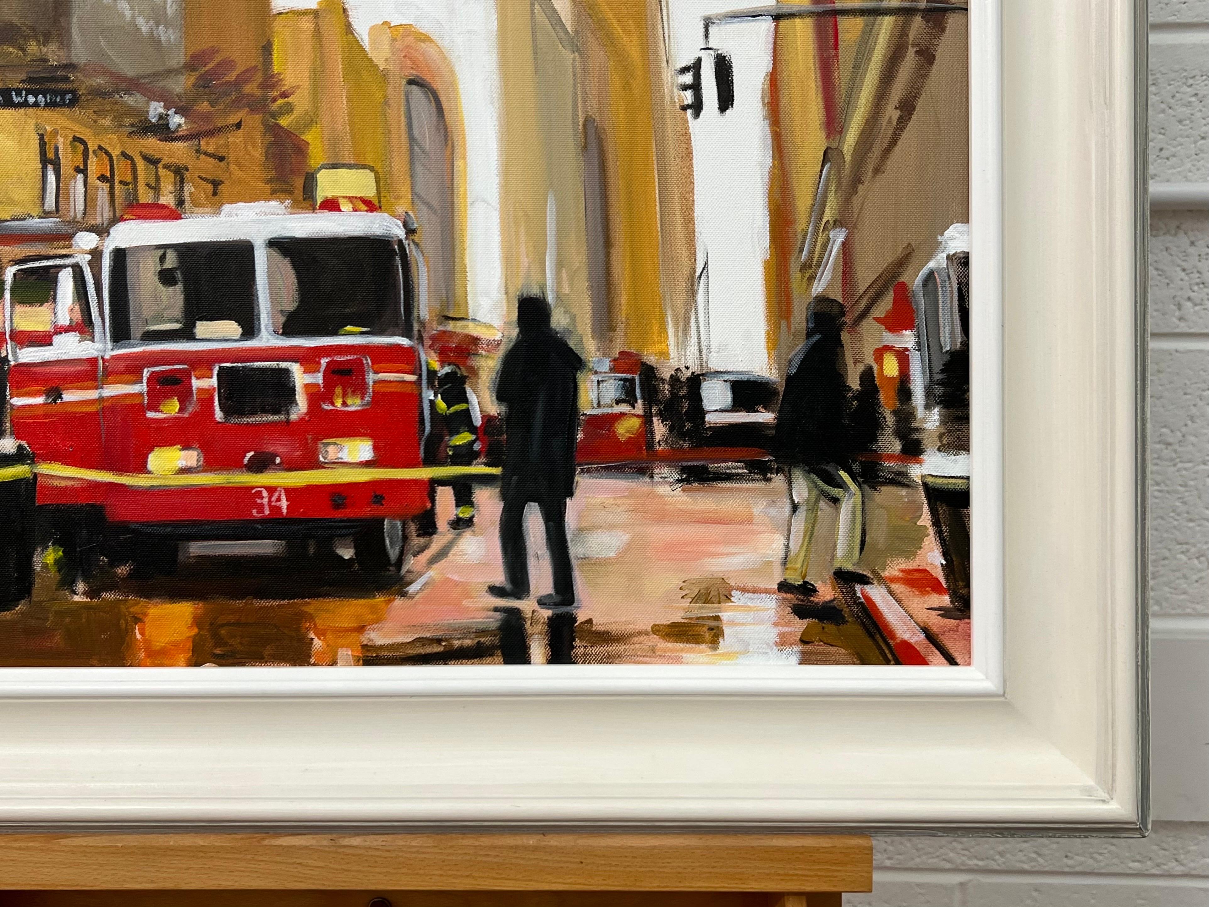 Painting of New York City Fire Department in New York City by British Artist For Sale 5