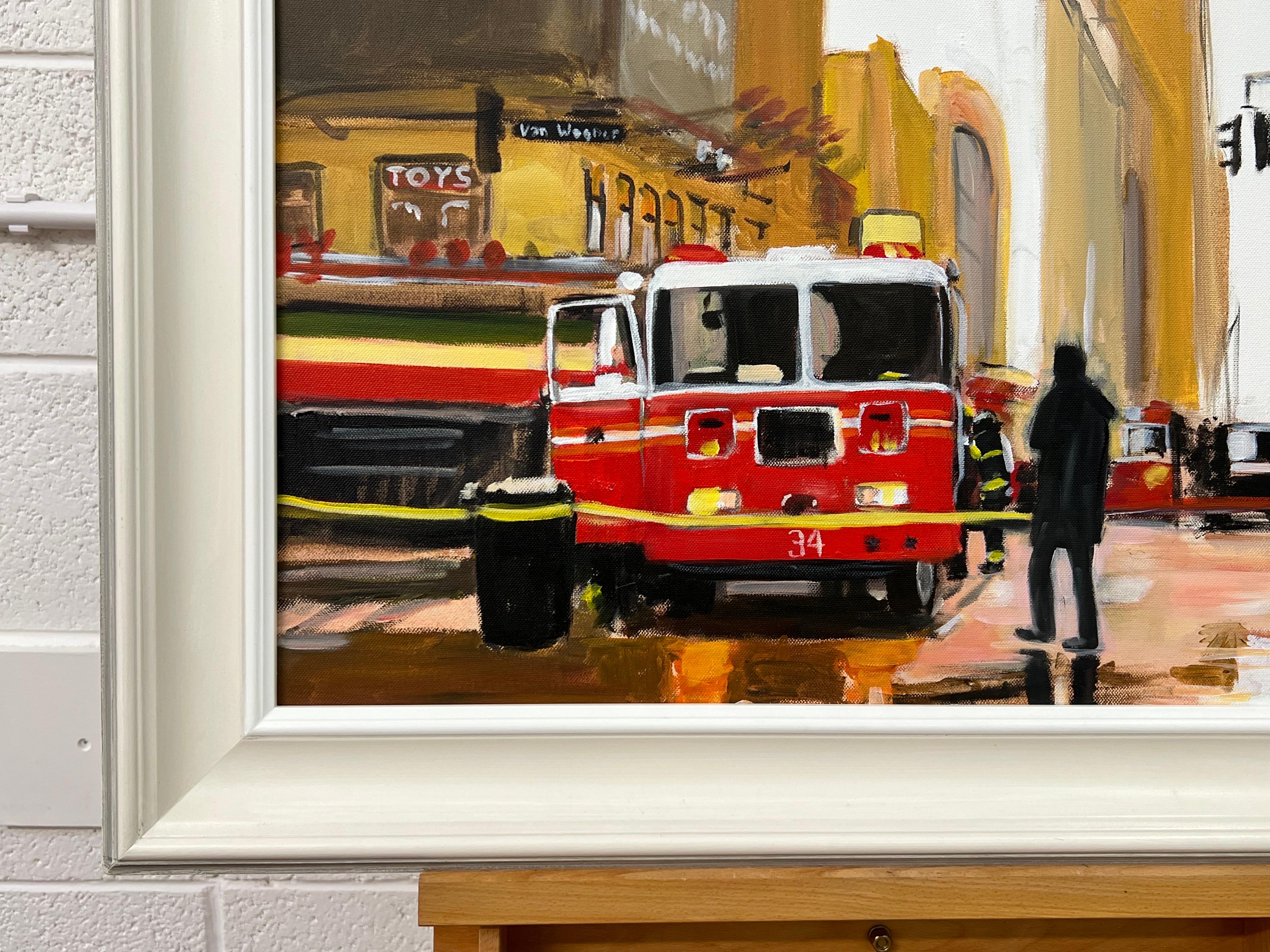 Painting of New York City Fire Department in New York City by British Artist For Sale 6