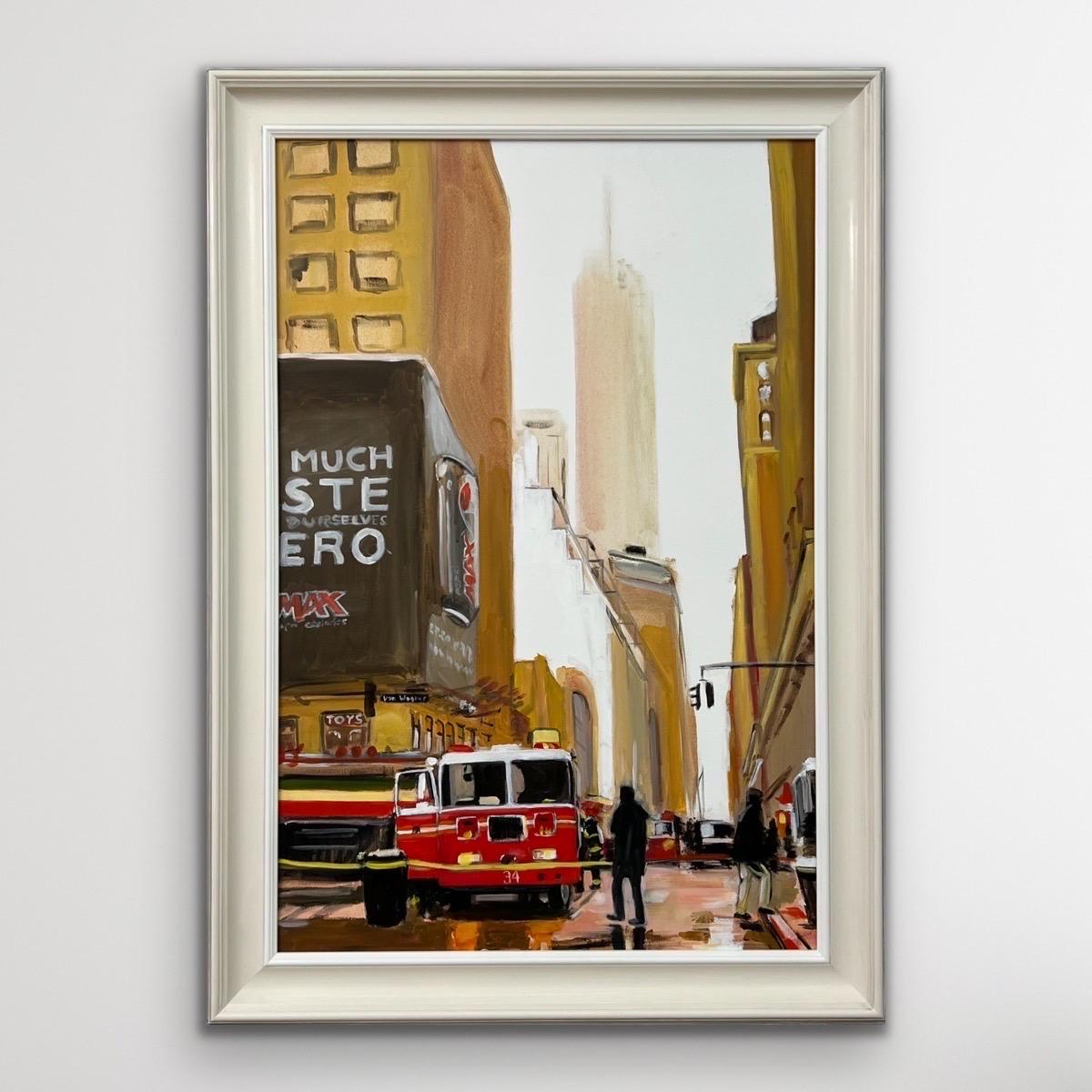 Quadro dei Vigili del Fuoco di New York City realizzato da un artista britannico - Painting di Angela Wakefield