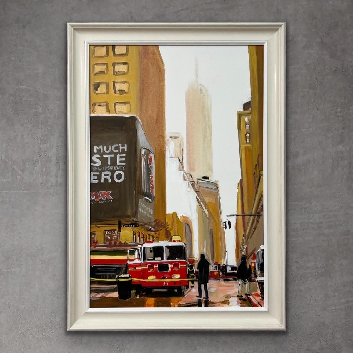 Quadro dei Vigili del Fuoco di New York City realizzato da un artista britannico - Painting American Modern di Angela Wakefield