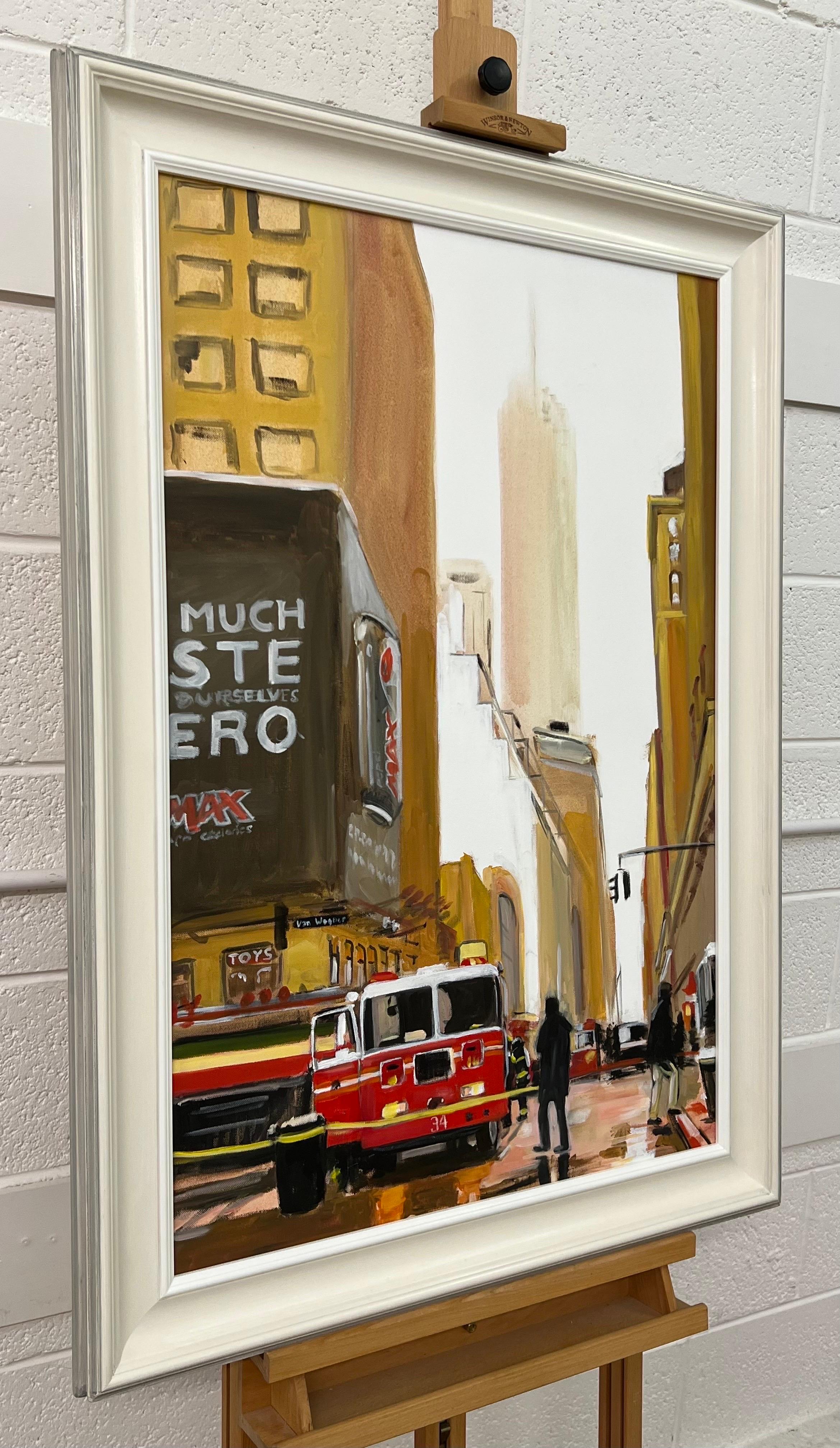 Painting of New York City Fire Department in New York City by British Artist For Sale 2