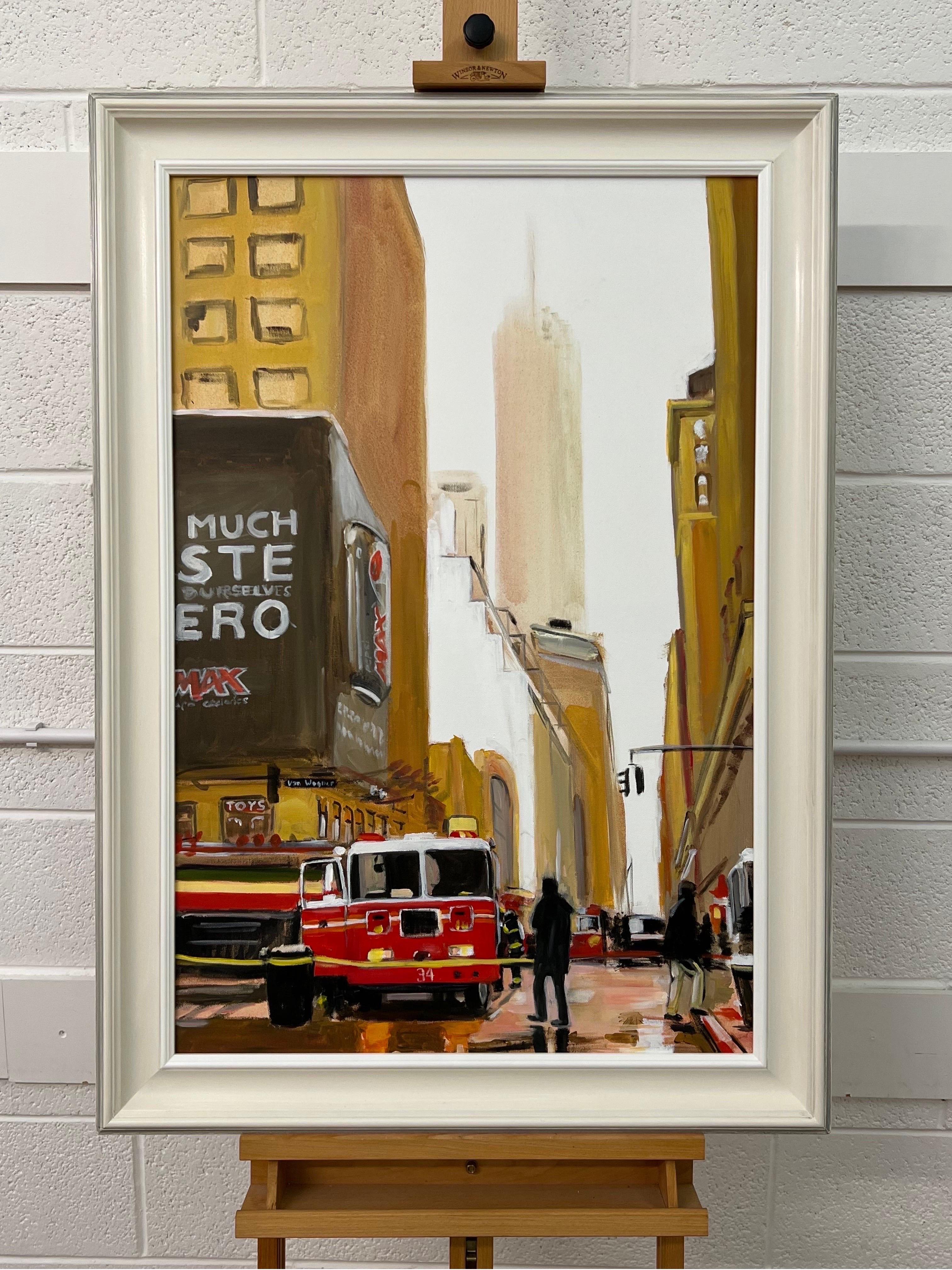 Painting of New York City Fire Department in New York City by British Artist For Sale 3
