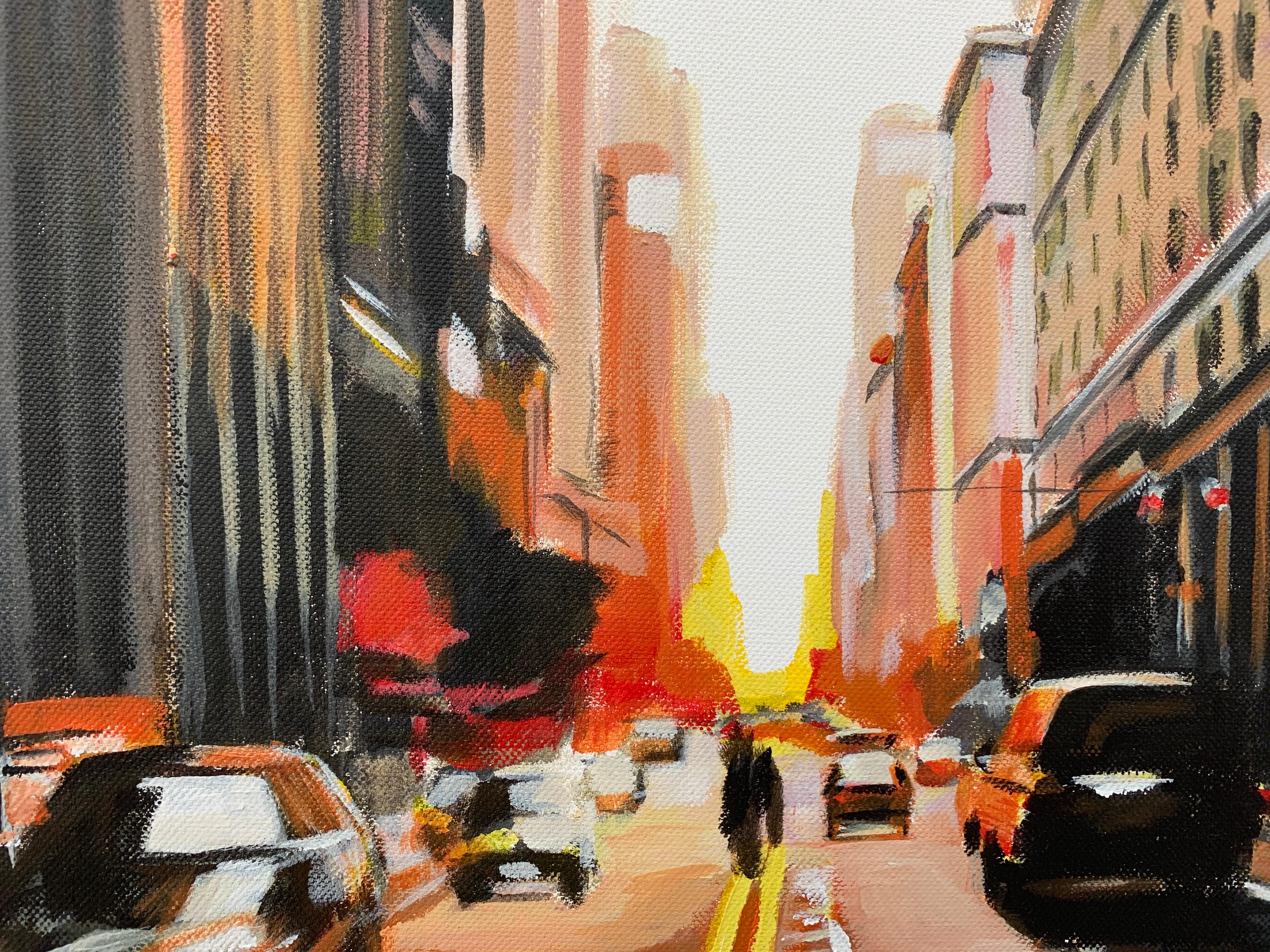 Pintura de la ciudad de Nueva York en otoño por un destacado artista británico contemporáneo en venta 3