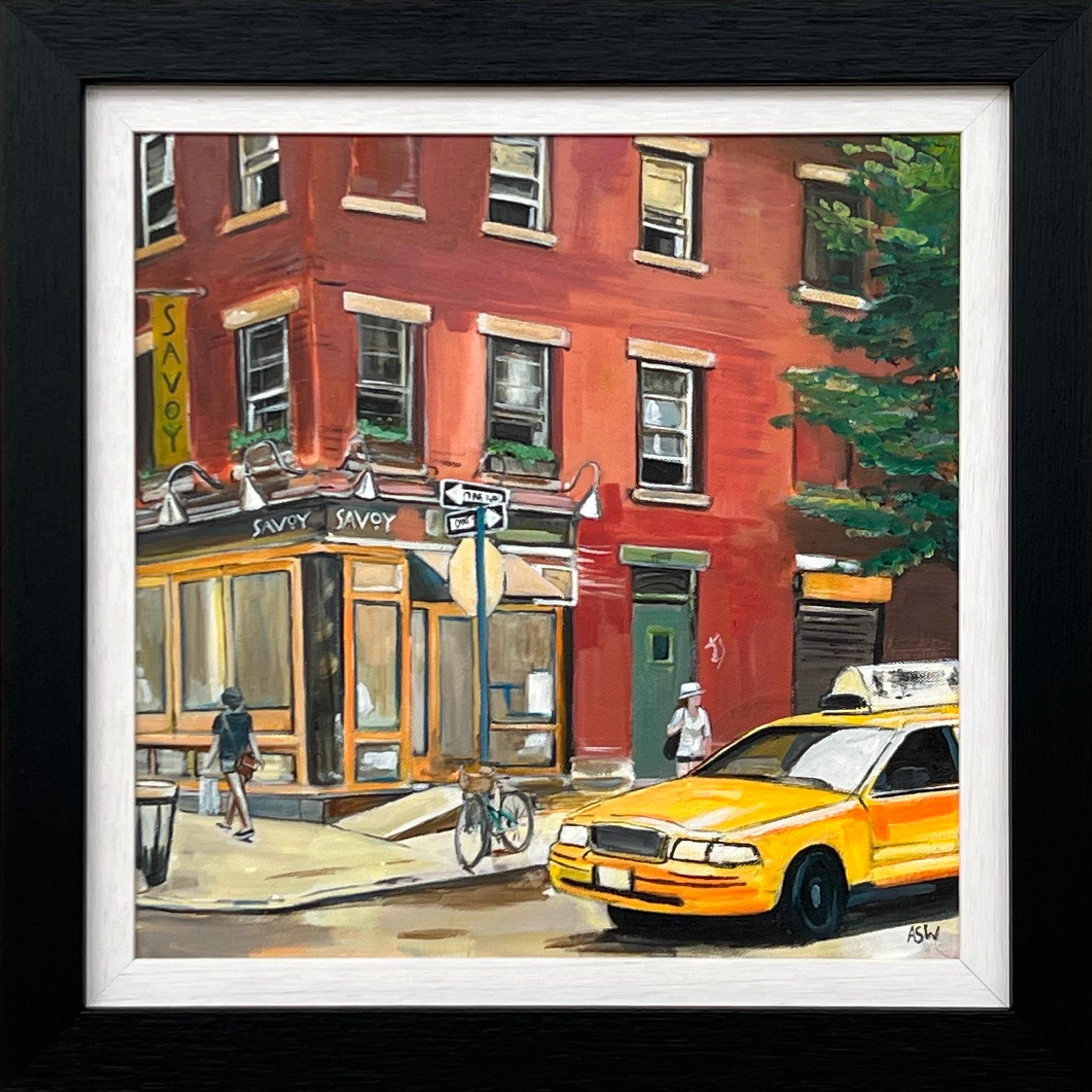 Painting of New York Street Corner Scene by Contemporary British Artist