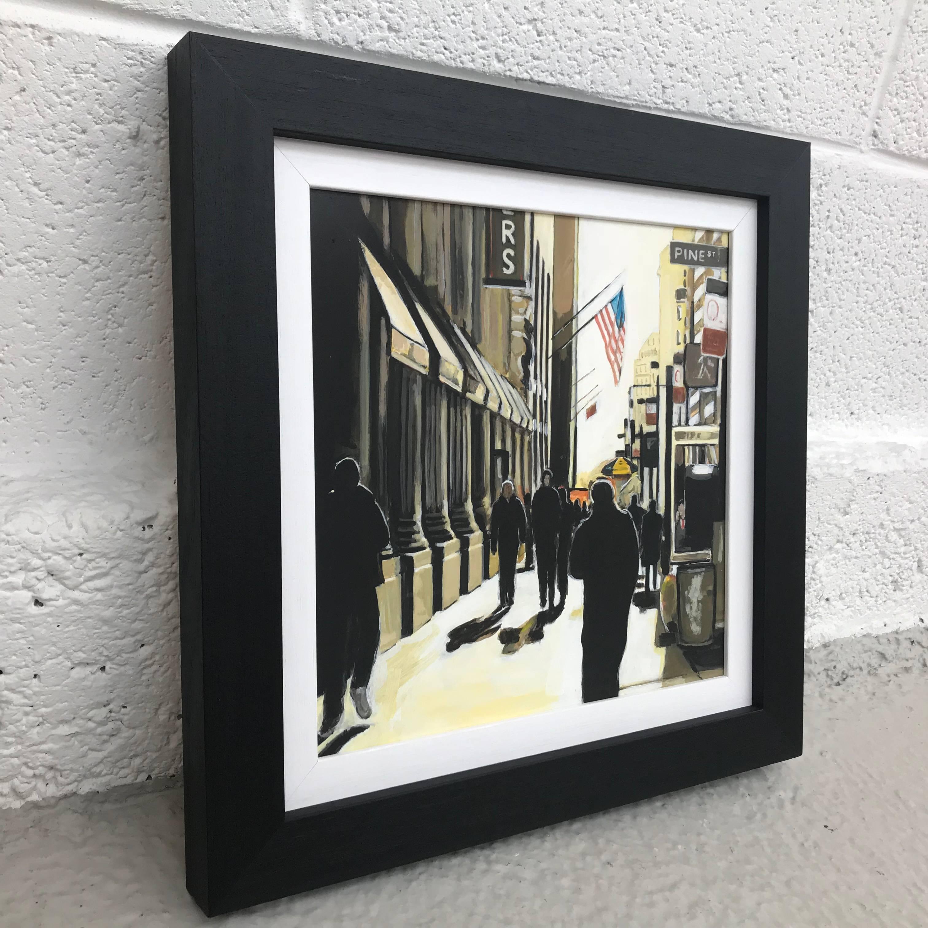 Painting of New York Sunshine on Pine Street NYC by Leading British Urban Artist 1