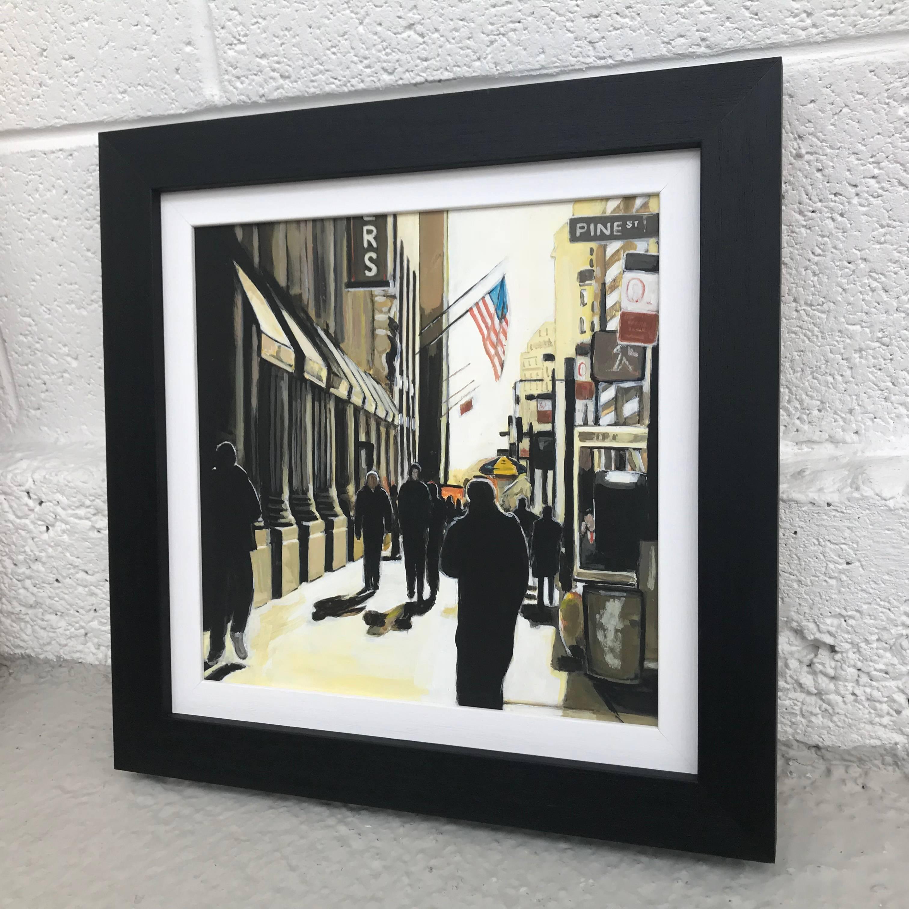 Painting of New York Sunshine on Pine Street NYC by Leading British Urban Artist 2