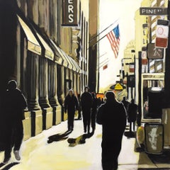 Painting of New York Sunshine on Pine Street NYC by Leading British Urban Artist
