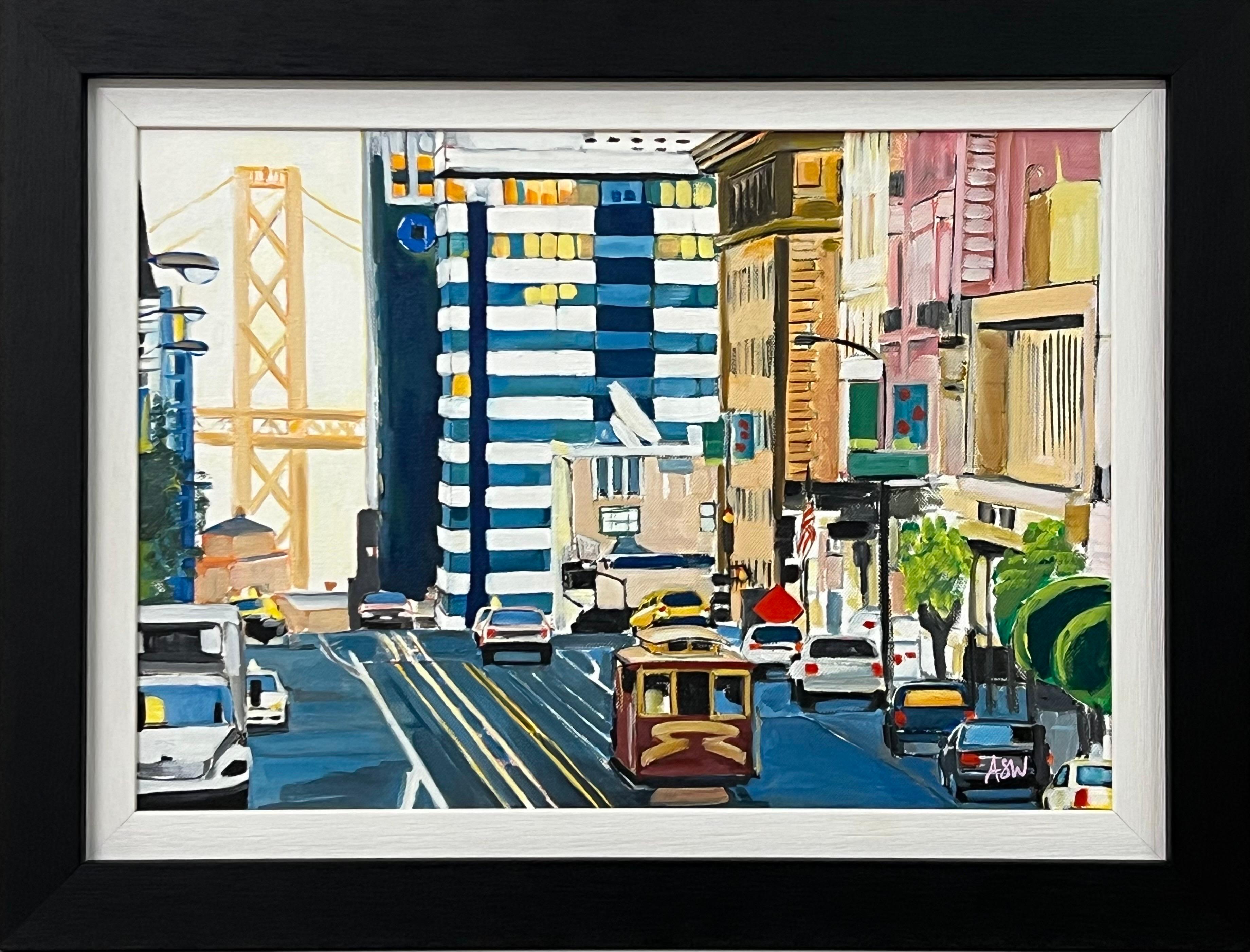Angela Wakefield Landscape Painting - Painting of San Francisco California Bay Bridge by Contemporary British Artist