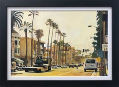 Painting of Sunset Boulevard Los Angeles USA by British Urban Landscape Artist