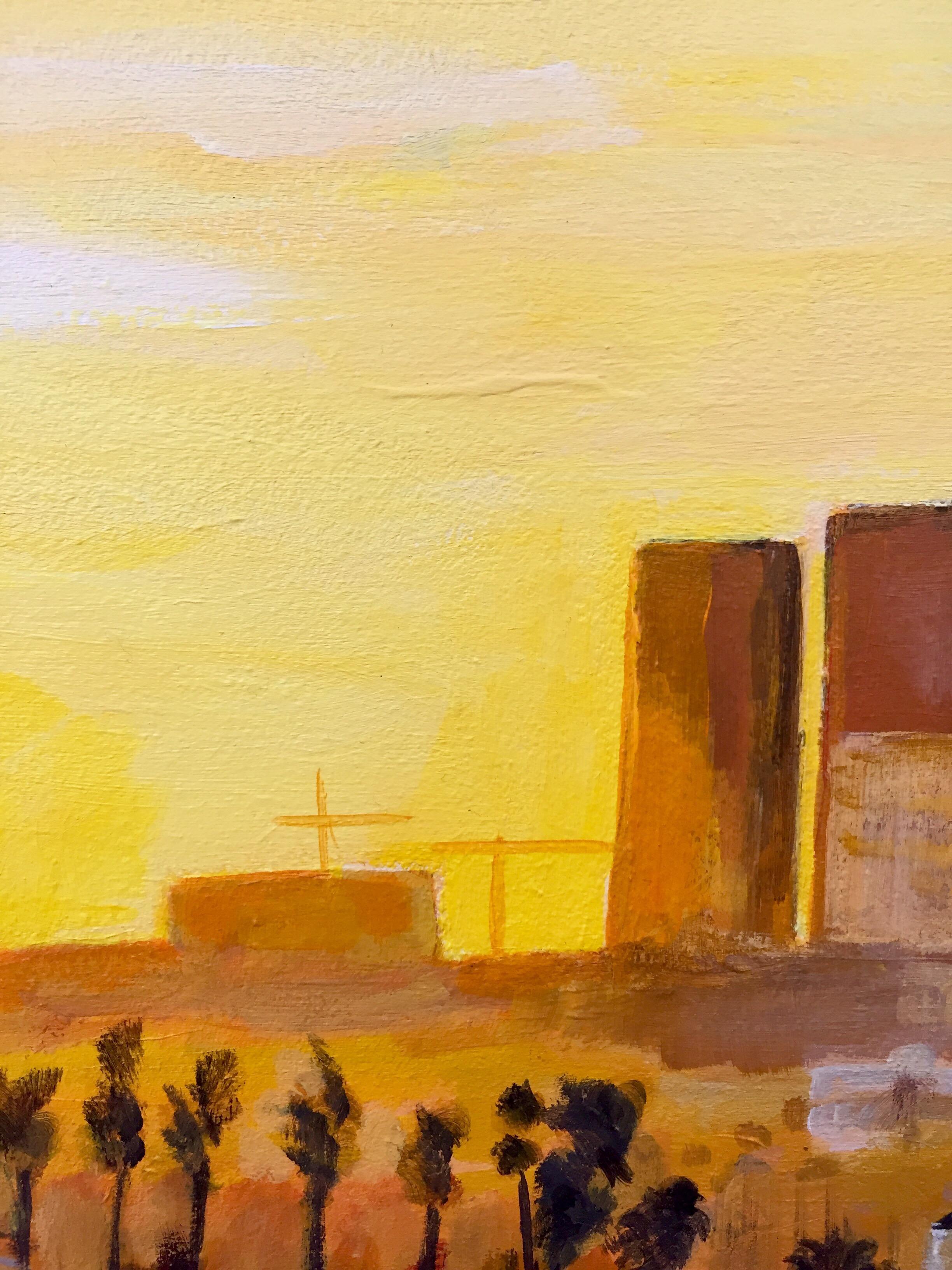 Painting of Sunset in Los Angeles California USA by British Landscape Artist For Sale 6