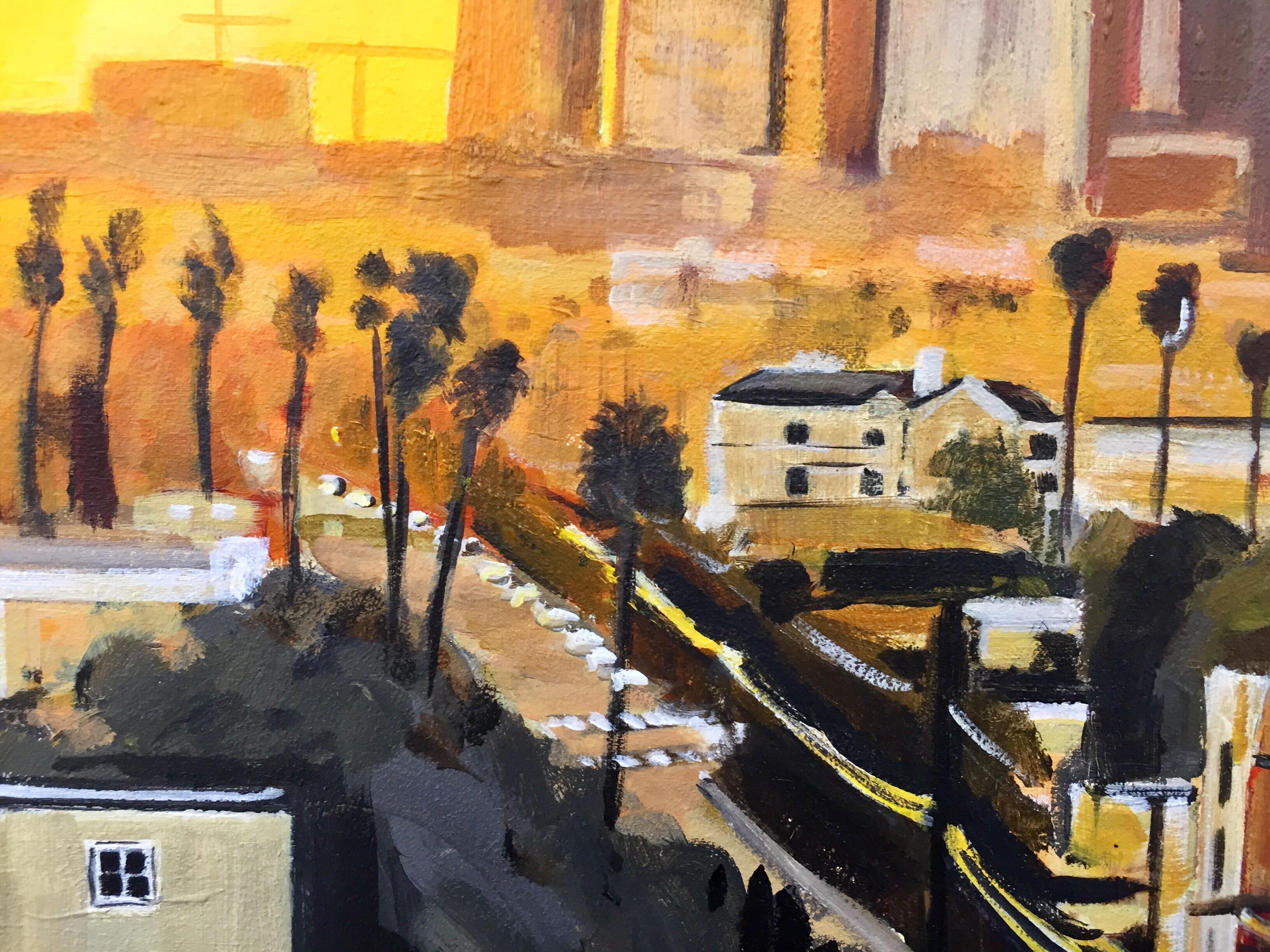 Painting of Sunset in Los Angeles California USA by British Landscape Artist For Sale 3