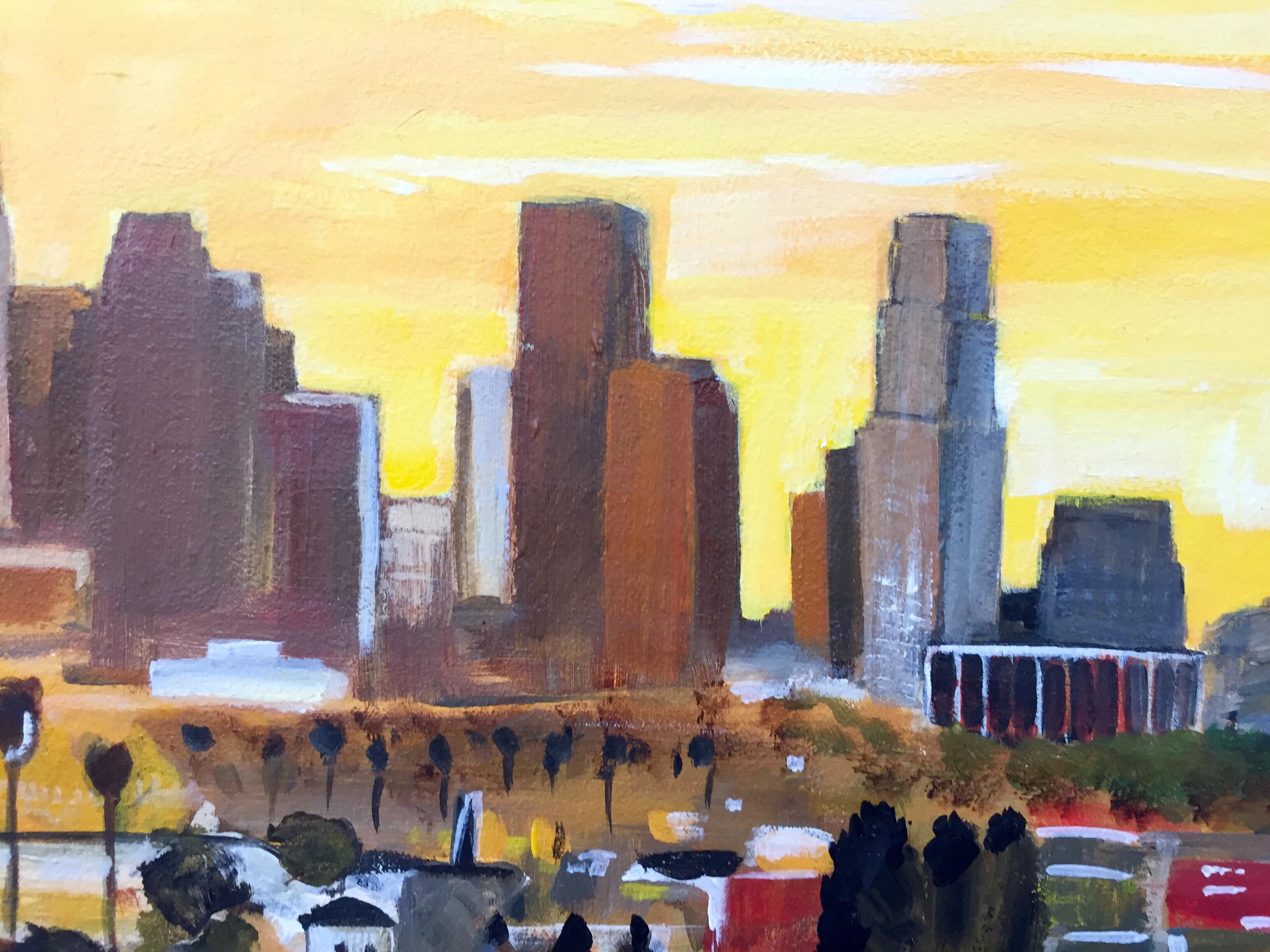 Quadro del tramonto a Los Angeles California USA realizzato da un artista paesaggista britannico in vendita 5