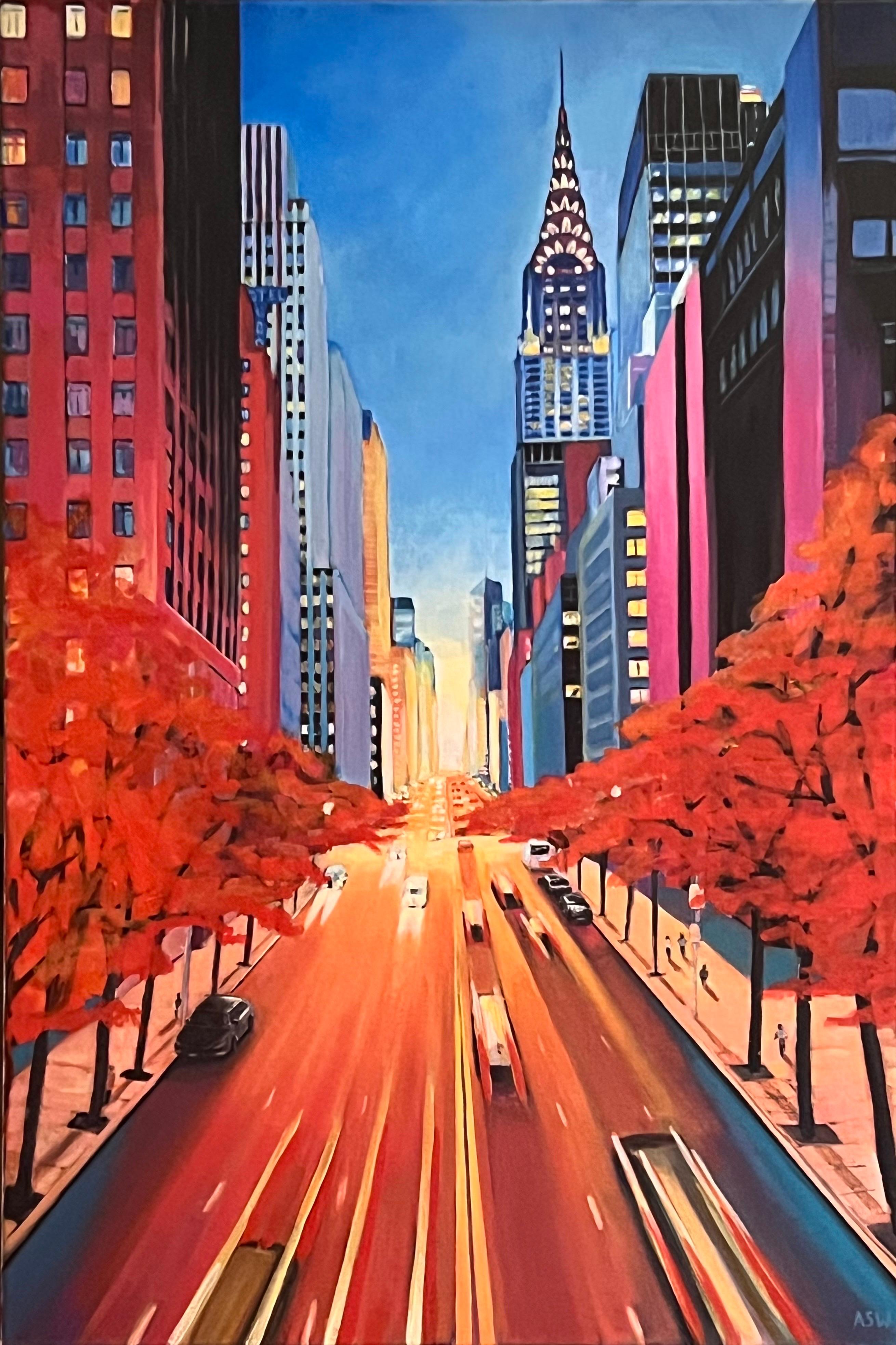Peinture du Chrysler Building, 42nd Street, New York, par un artiste britannique en vente 2