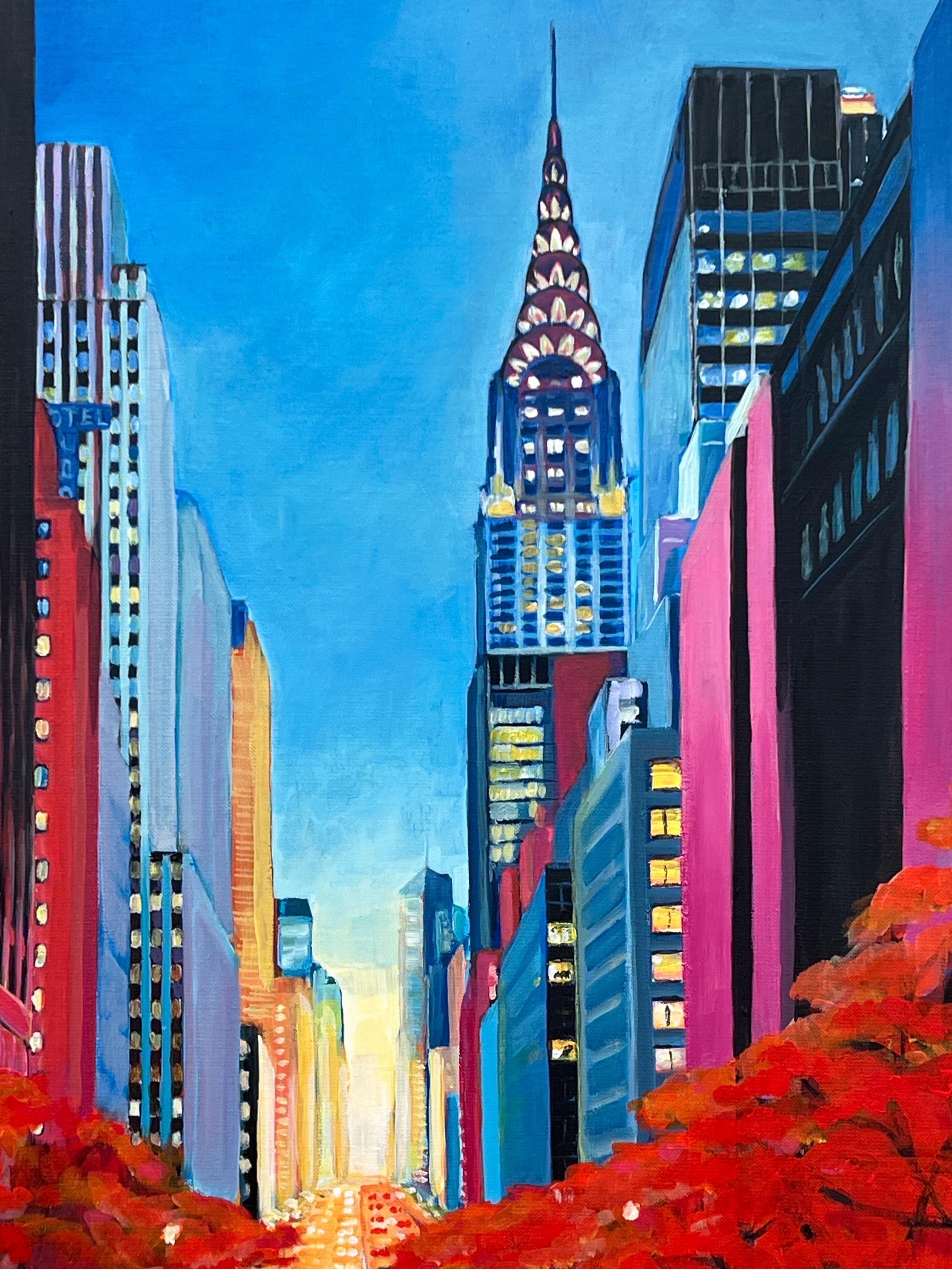 Painting of the Chrysler Building 42nd Street New York City by British Artist For Sale 8