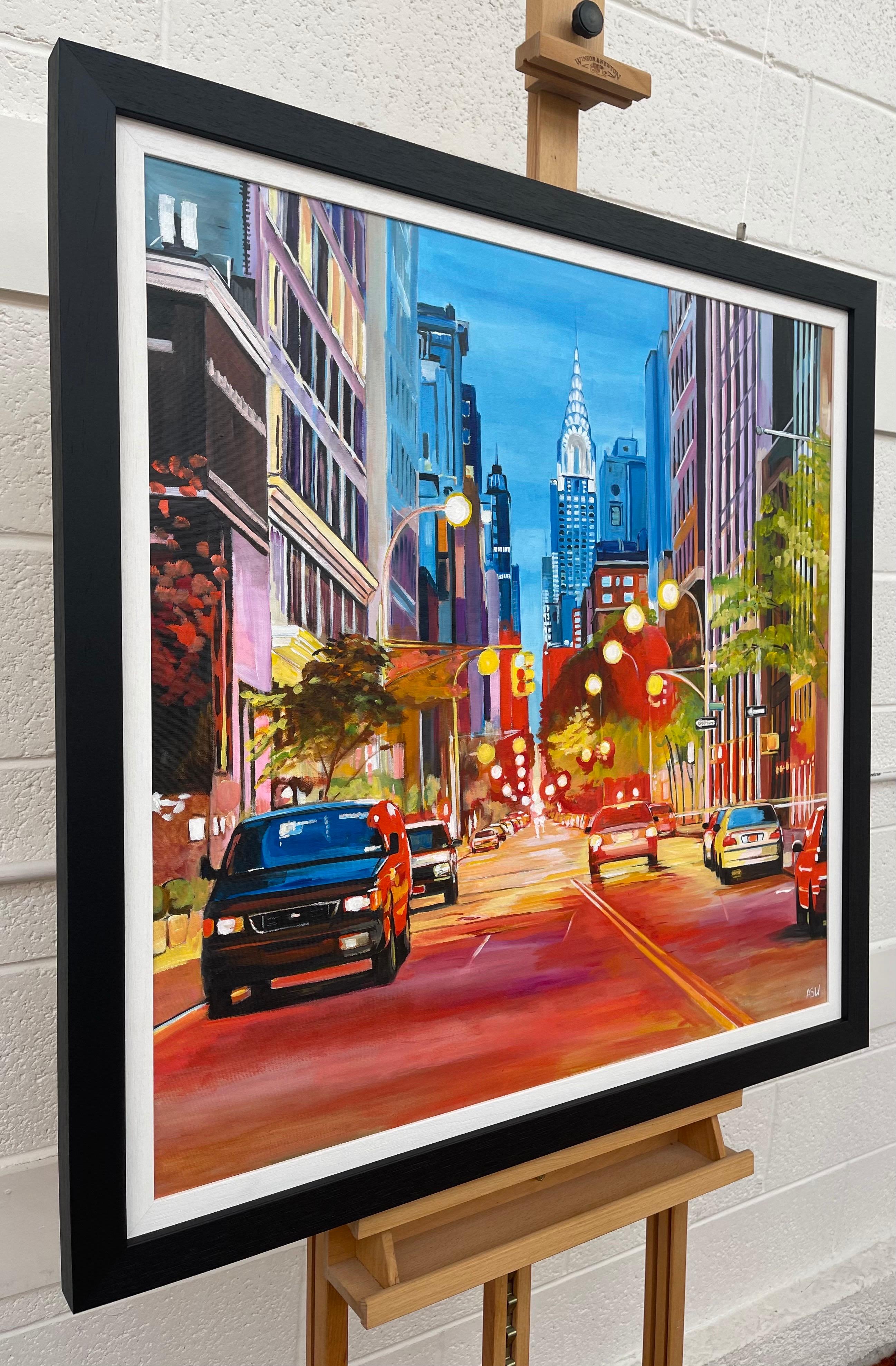 Gemälde des Chrysler Buildings in New York City von der zeitgenössischen britischen Künstlerin Angela Wakefield

Kunst misst 31,5 x 31,5 Zoll 
Rahmen misst 36 x 36 Zoll 

Angela Wakefield war zweimal auf dem Titelblatt von 