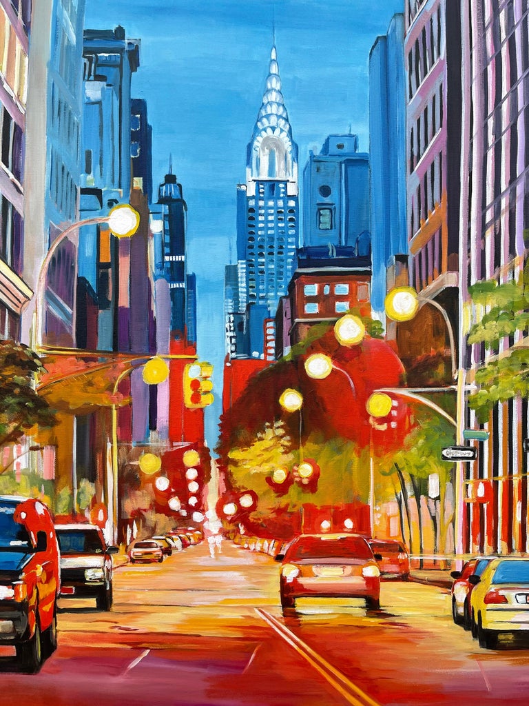 Painting of the Chrysler Building New York City by Contemporary British Artist For Sale 4