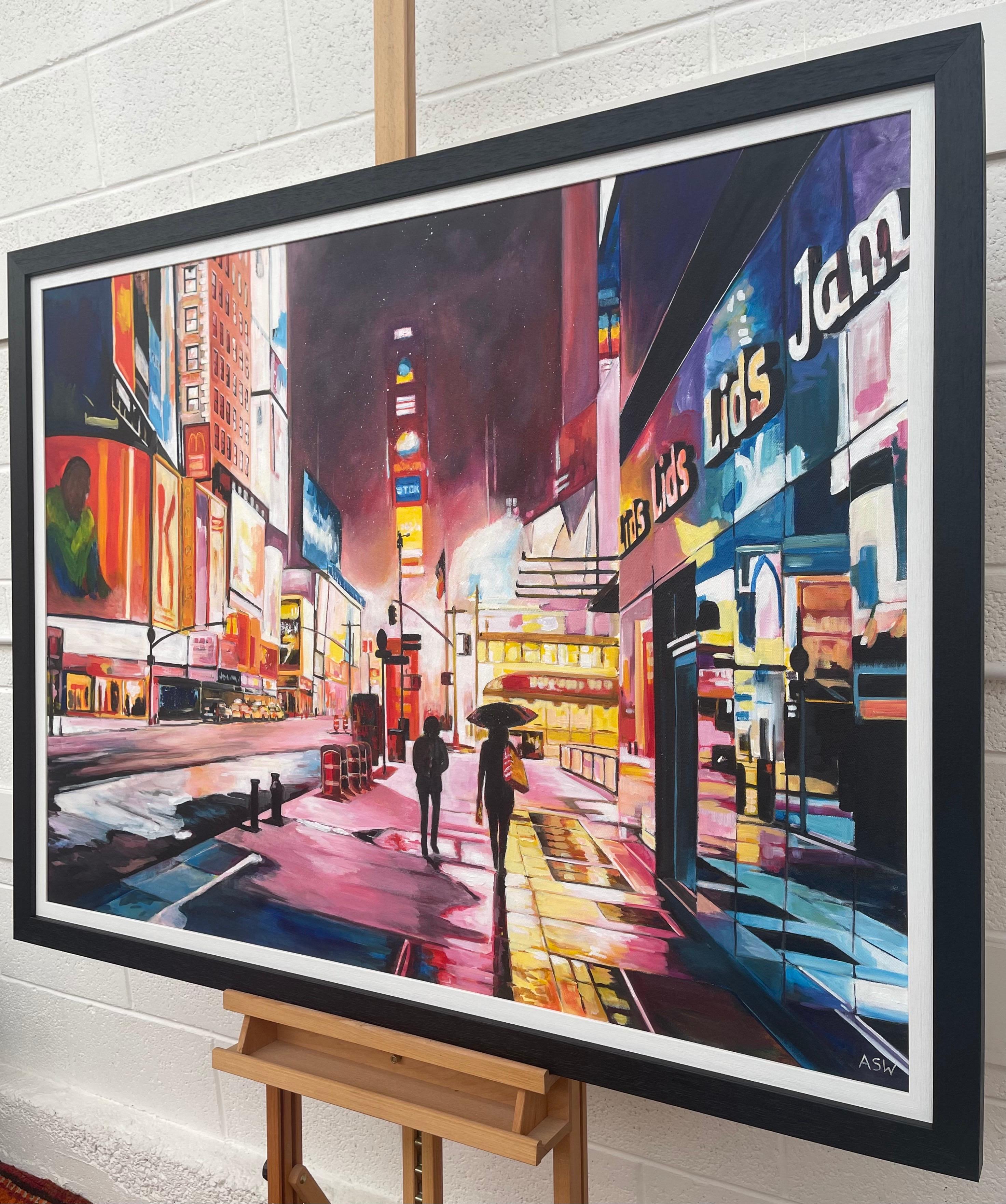 Peinture de Times Square Manhattan New York City par l'artiste britannique contemporaine Angela Wakefield. 

L'œuvre d'art mesure 48 x 36 pouces 
Le cadre mesure 53 x 41 pouces 

Le travail de Wakefield est un mélange unique d'abstraction et de