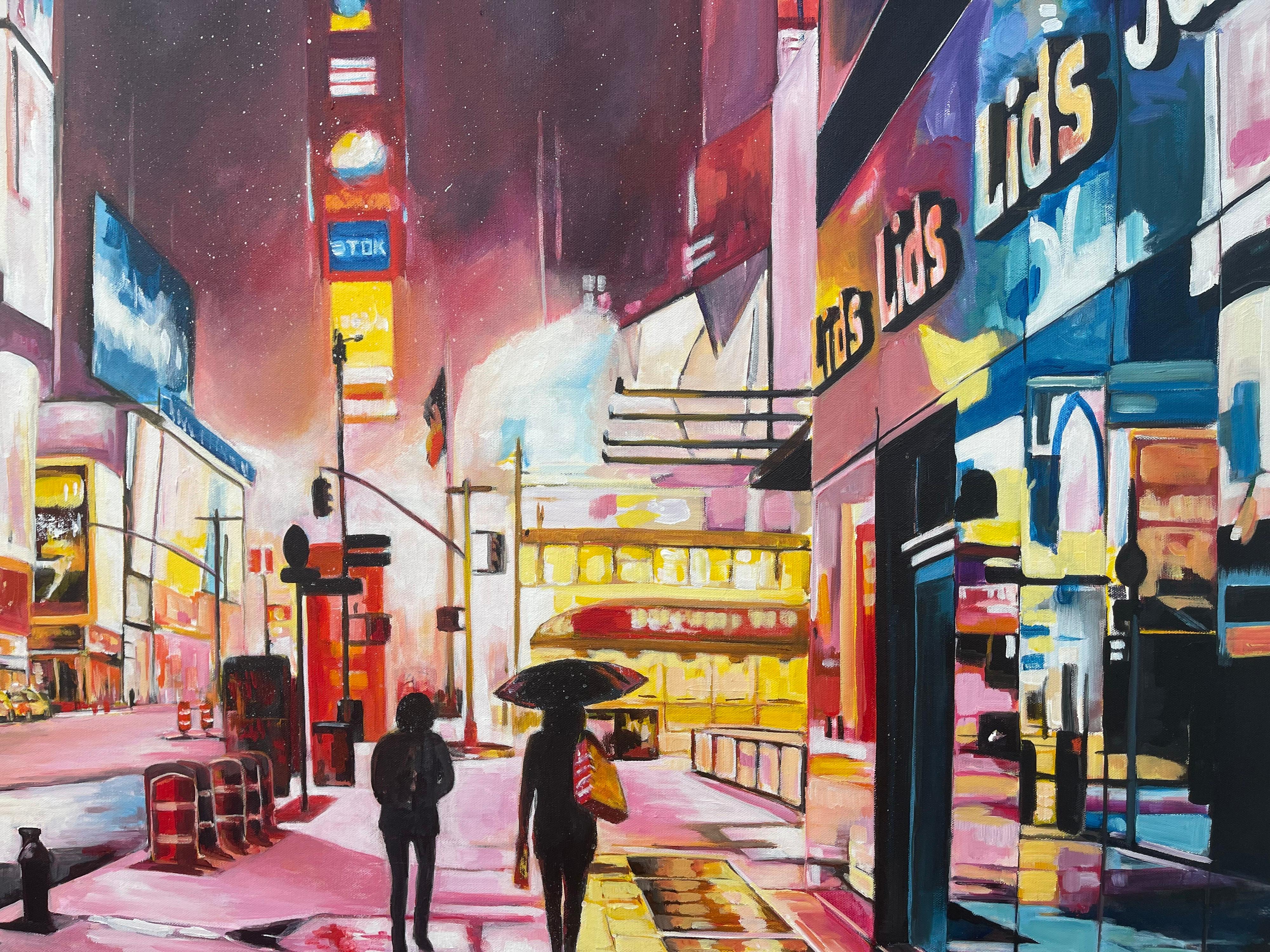 Painting of Times Square Manhattan New York City by Contemporary British Artist For Sale 1