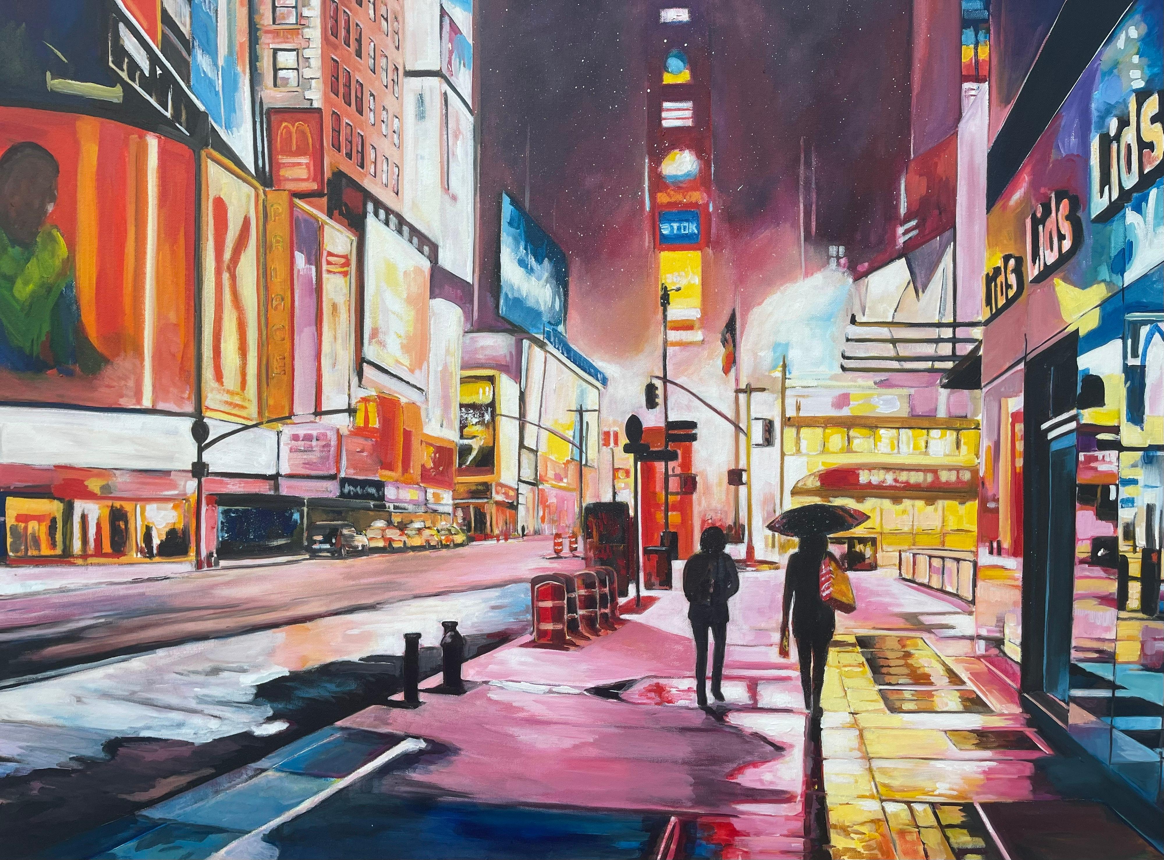 Painting of Times Square Manhattan New York City by Contemporary British Artist For Sale 2
