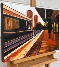Painting of Train Station in London England by Contemporary Urban Artist