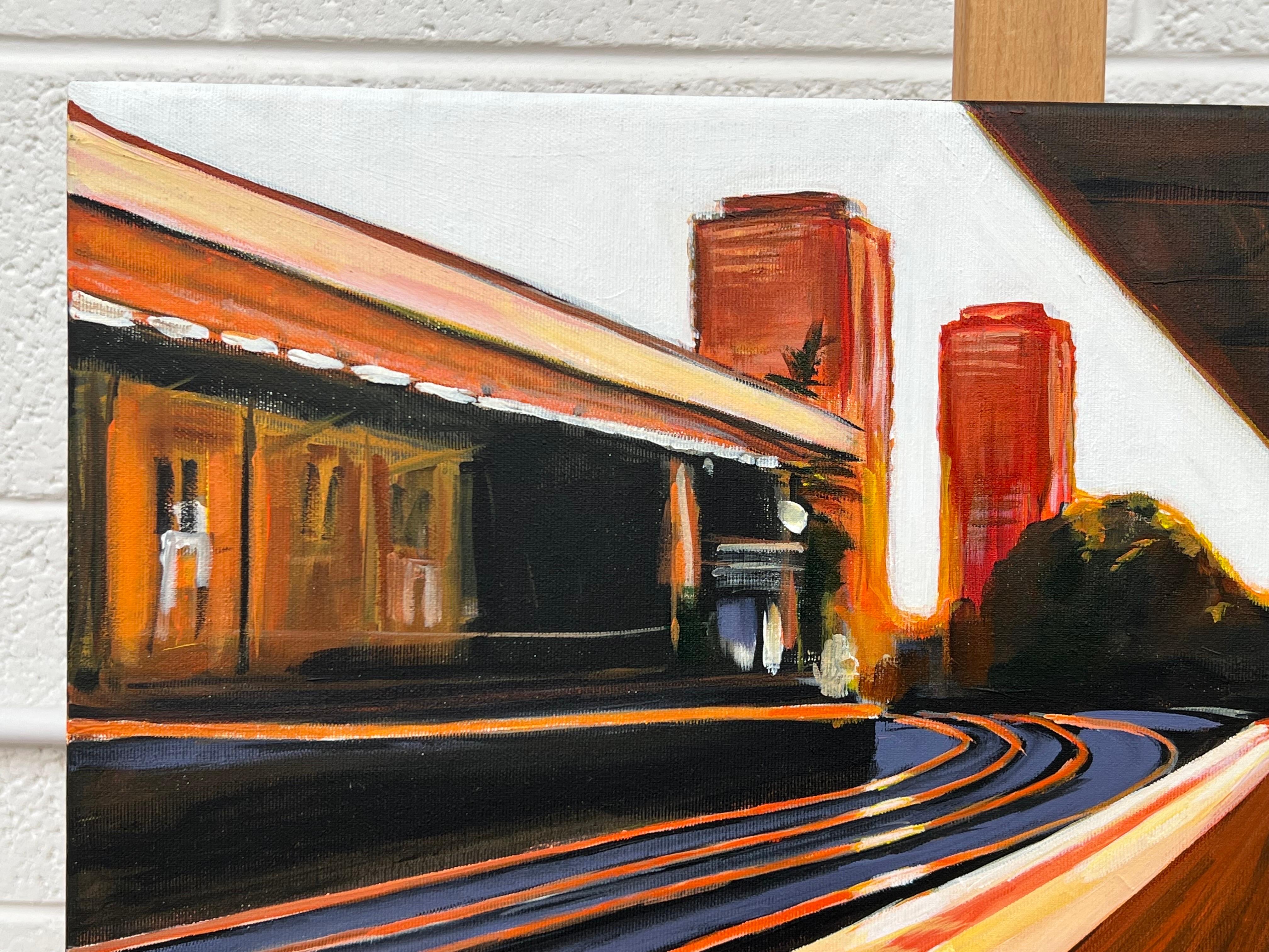 Painting of Train Station in London England by Contemporary Urban Artist For Sale 2