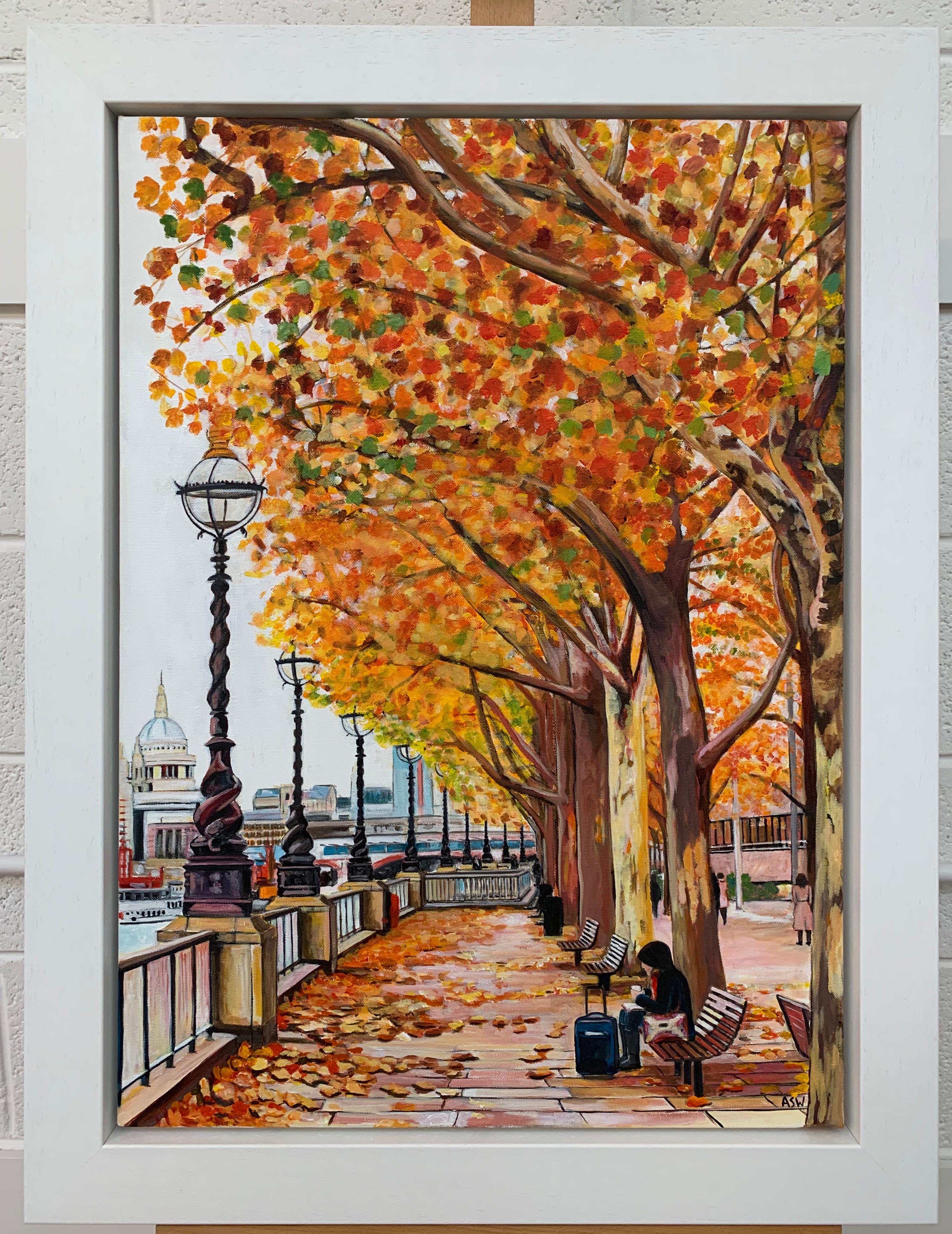 Contemporary Realism Painting of Victoria Embankment London in Autumn by Collectible British Artist.

Art measures 20 x 28 inches
Frame measures 26 x 34 inches

Angela Wakefield has twice been on the front cover of ‘Art of England’ and featured in