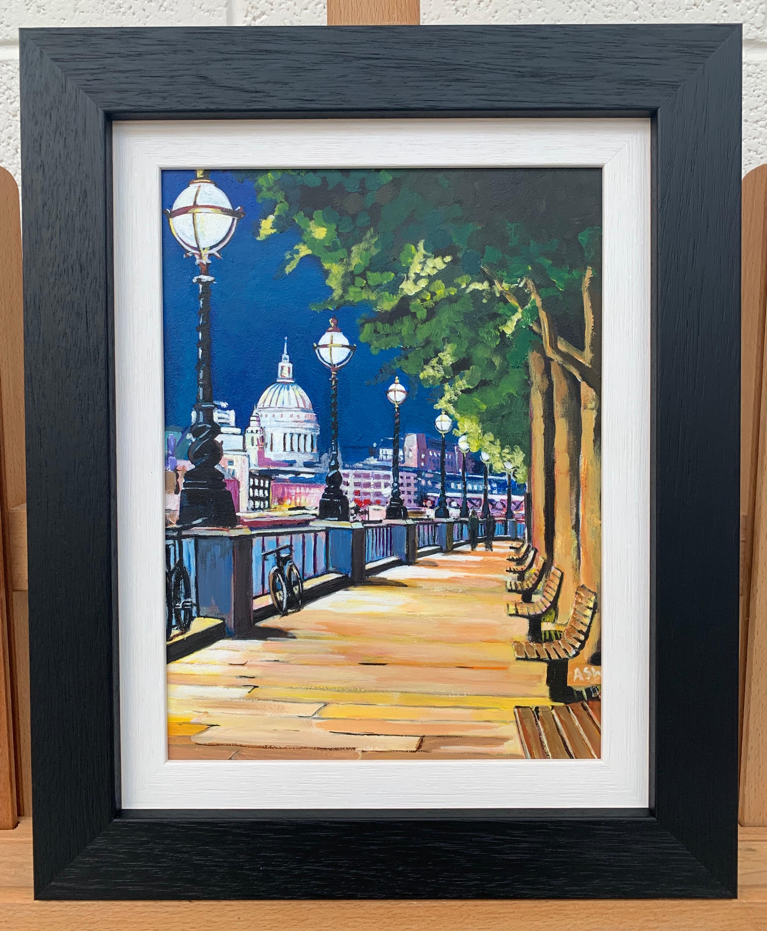 Painting of Victoria Embankment with St Paul's Cathedral, City of Westminster, London - a unique original from leading British Cityscape Artist, Angela Wakefield.

Art measures 8.5 x 11.75 inches
Frame measures 13.5 x 16.75 inches

Angela Wakefield