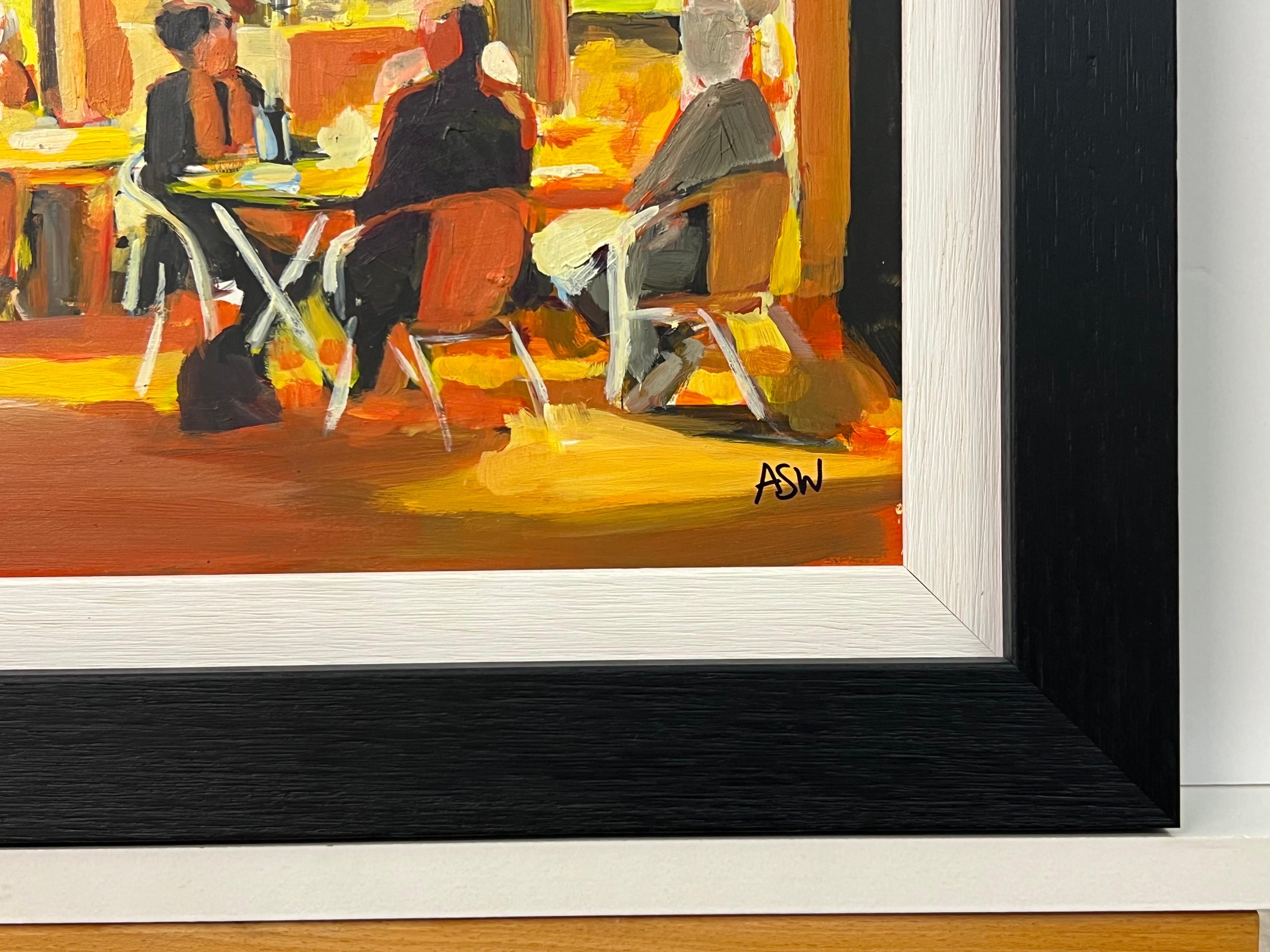 Painting Study of Al Fresco Spanish Tapas Bar Scene at Night by leading British Landscape Artist, Angela Wakefield.

Art measures 12 x 12 inches
Frame measure 16 x 16 inches

Angela Wakefield has twice been on the front cover of ‘Art of England’ and