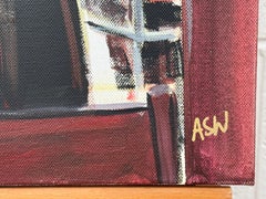 Painting Study on Canvas of Street in City of Bath, with Figures & Cafes, 2007