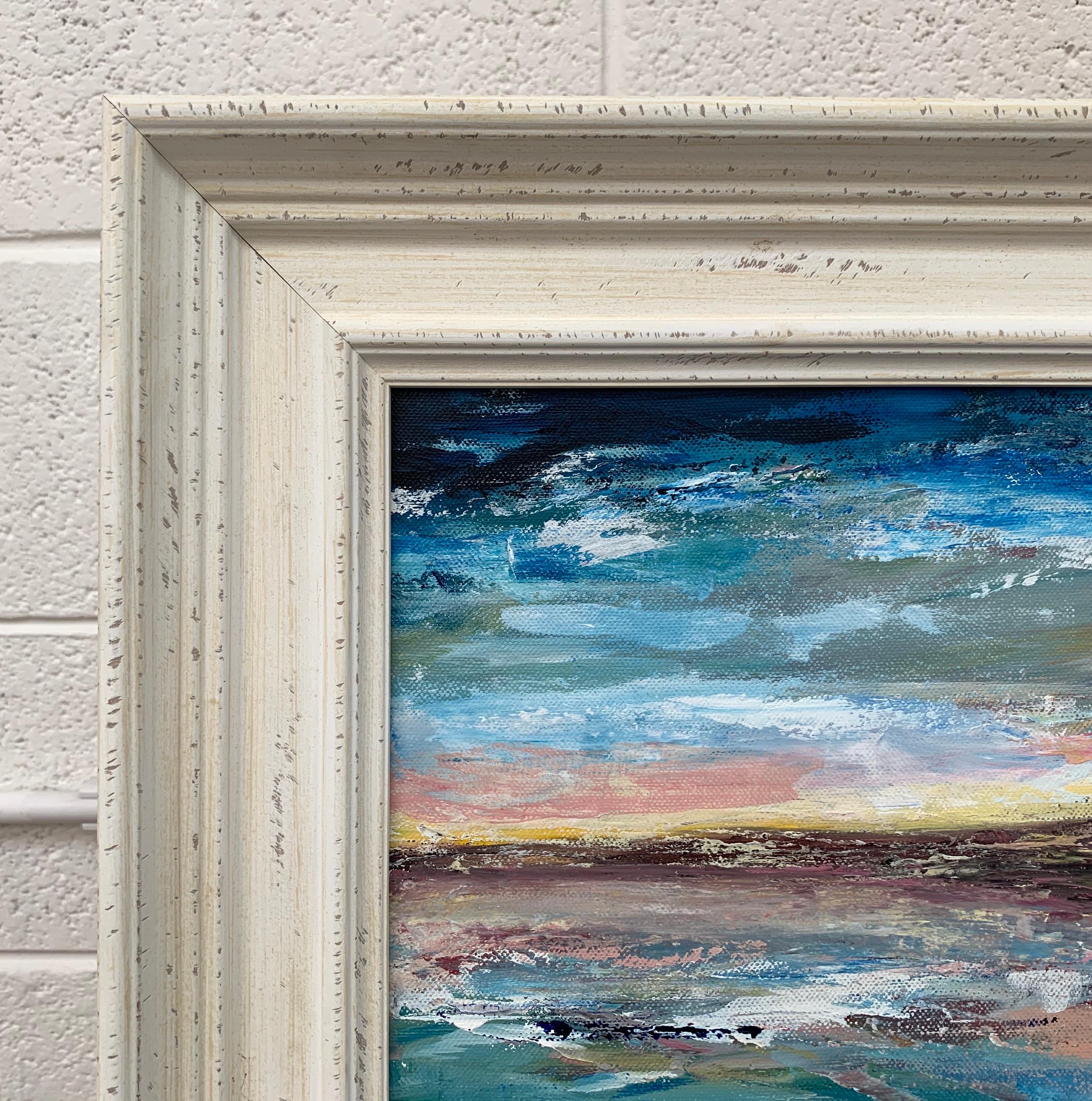Paisaje marino panorámico de los acantilados y la costa de Devon por un artista británico contemporáneo en venta 5