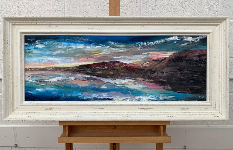 Panoramic Seascape of Devon Cliffs & Coastline by Contemporary British Artist - Abstract Expressionist Painting by Angela Wakefield