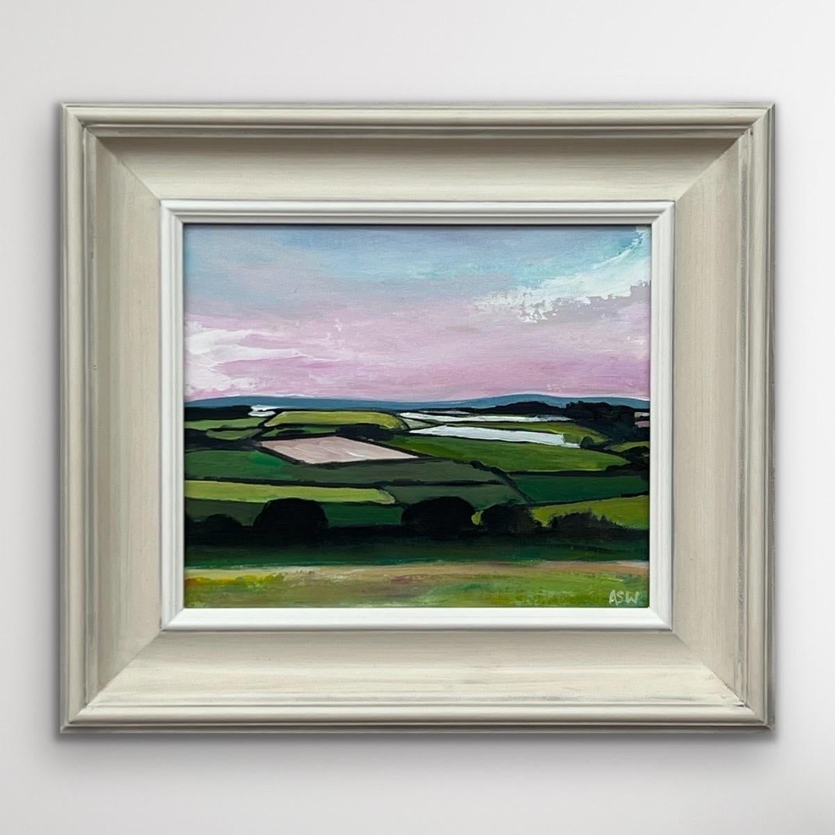 Patchwork quilt of vibrant green pasture, ploughed fields and farmland hedgerows For Sale 1