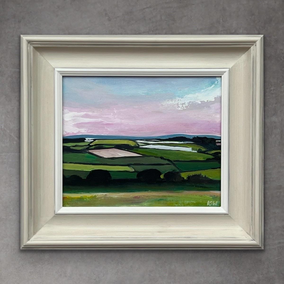 Patchwork quilt of vibrant green pasture, ploughed fields and farmland hedgerows For Sale 4