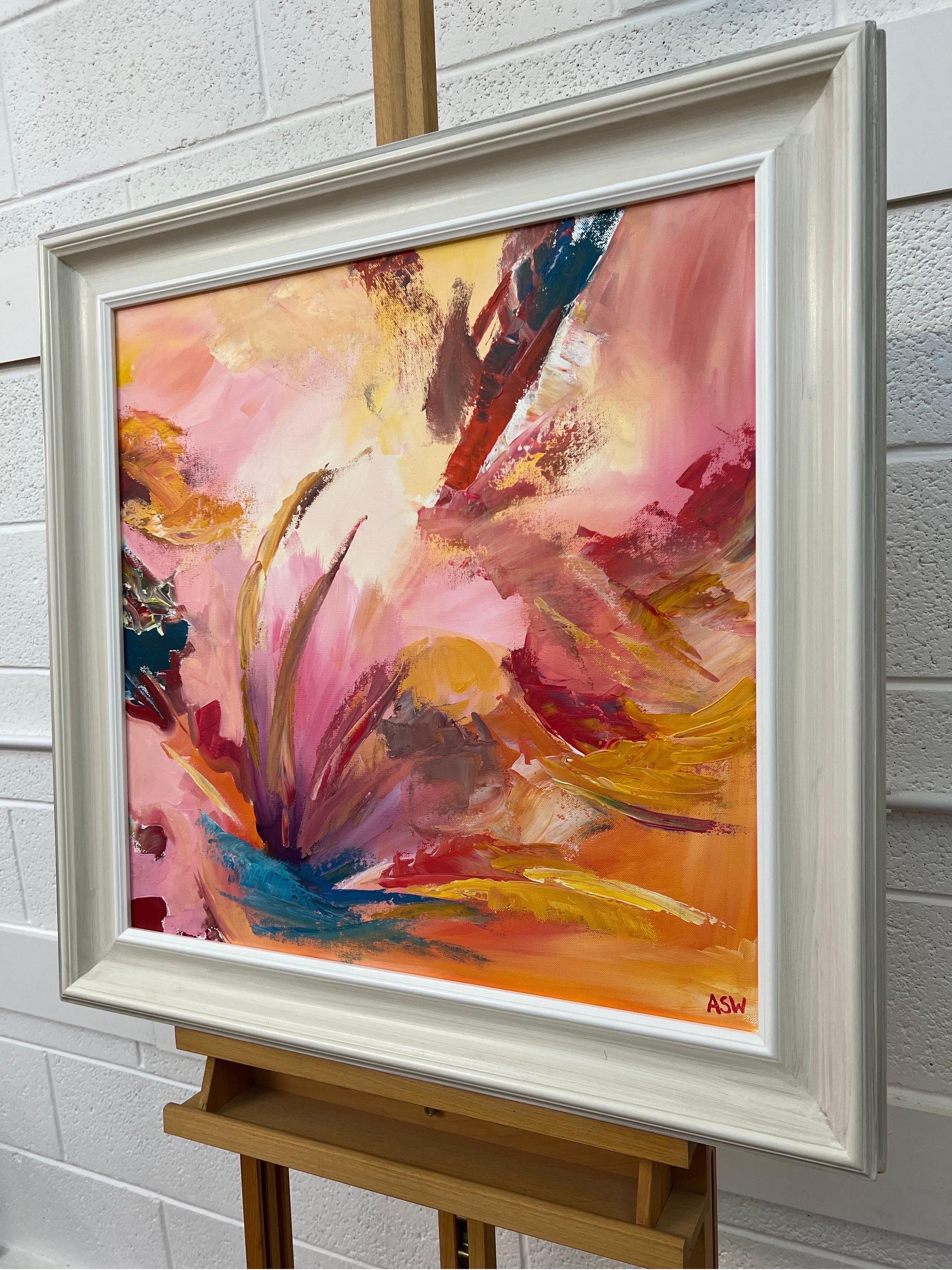 Pink Orange Red & Turquoise Expressive Abstract Canvas by Contemporary British Artist. 

Art measures 24 x 24 inches
Frame measures 29 x 29 inches

Angela Wakefield has twice been on the front cover of ‘Art of England’ and featured in ARTnews,