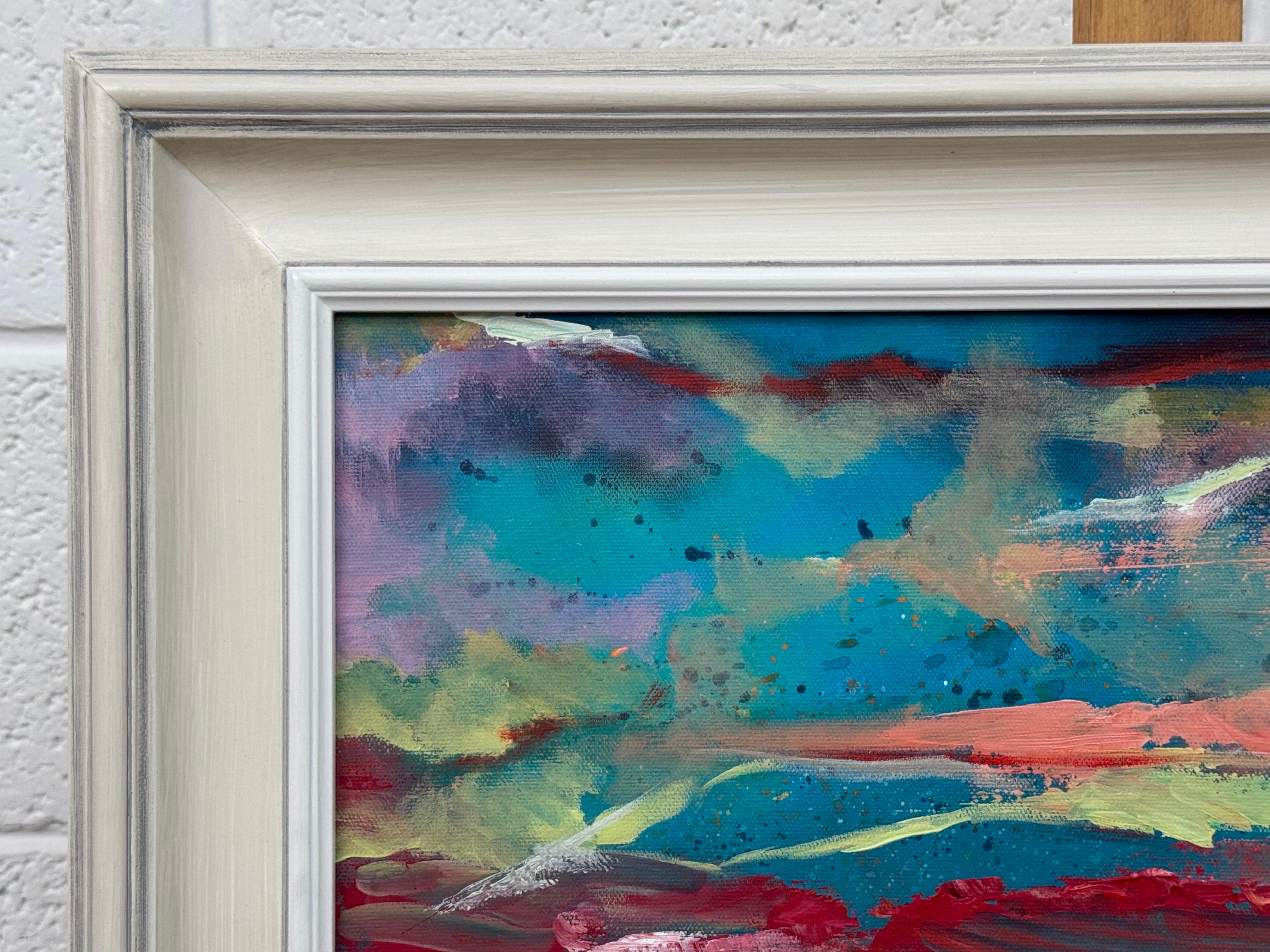 Pittura espressionista astratta rosa e turchese di un artista britannico contemporaneo in vendita 6