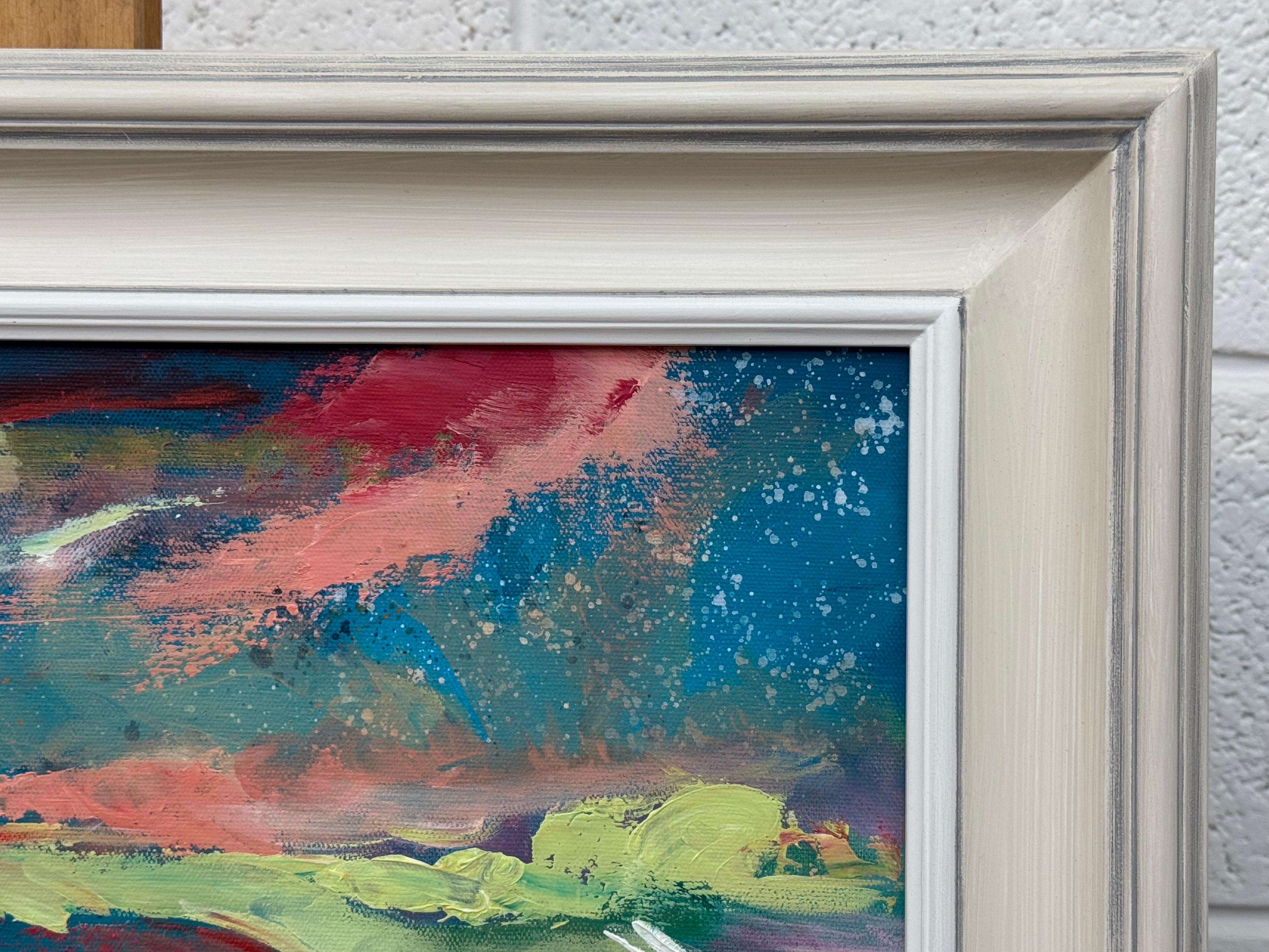 Pittura espressionista astratta rosa e turchese di un artista britannico contemporaneo in vendita 11