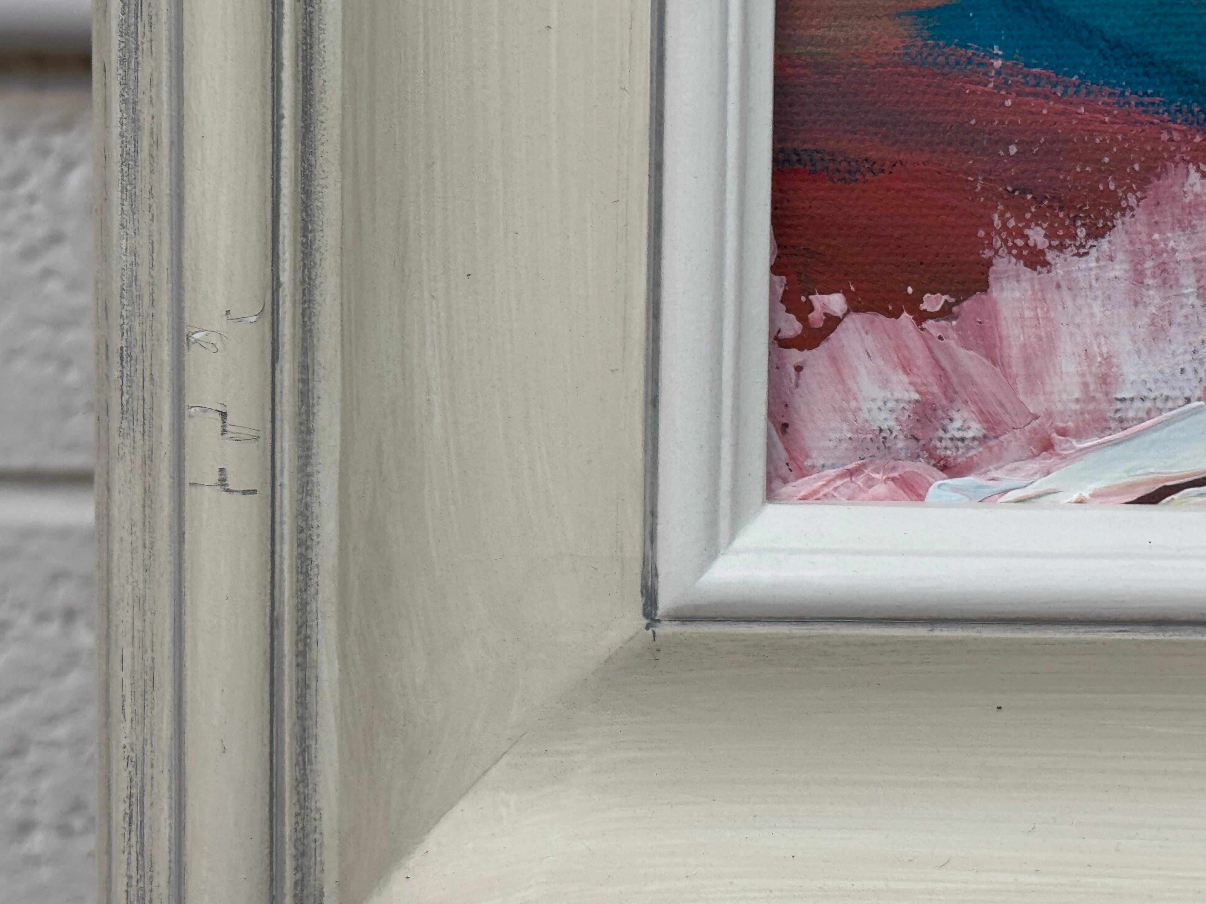 Pittura espressionista astratta rosa e turchese di un artista britannico contemporaneo in vendita 2