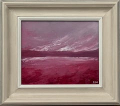 Pink & Dark Pink Abstract Landscape, Oil on Canvas, Contemporary British Artist